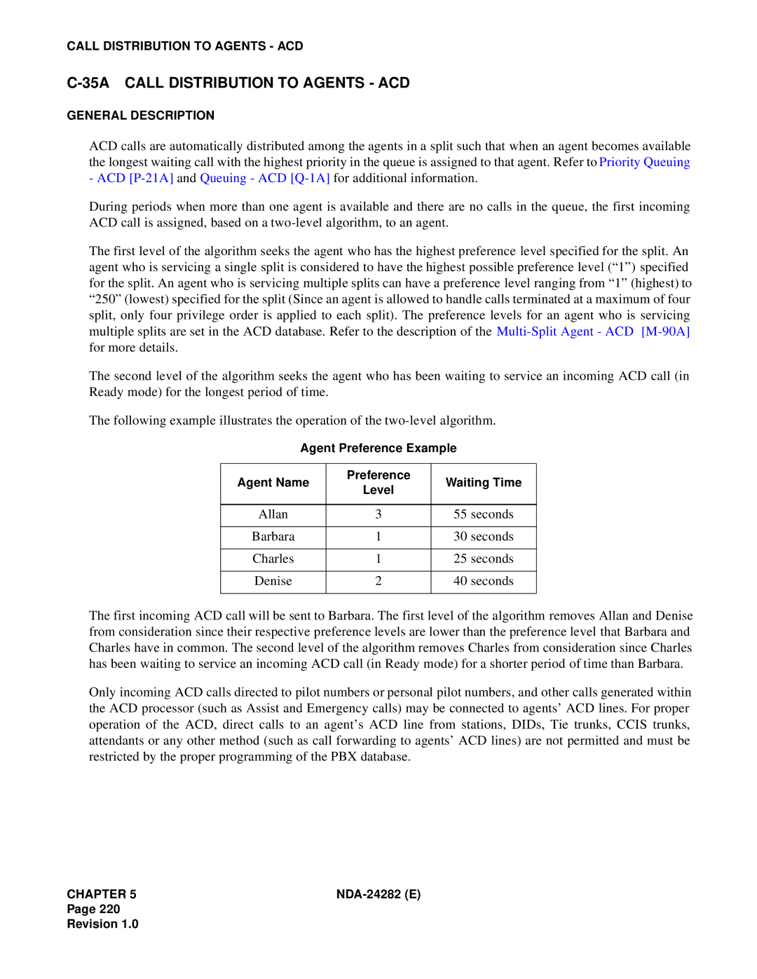 NEC 2400IMX system manual 35A Call Distribution to Agents ACD 