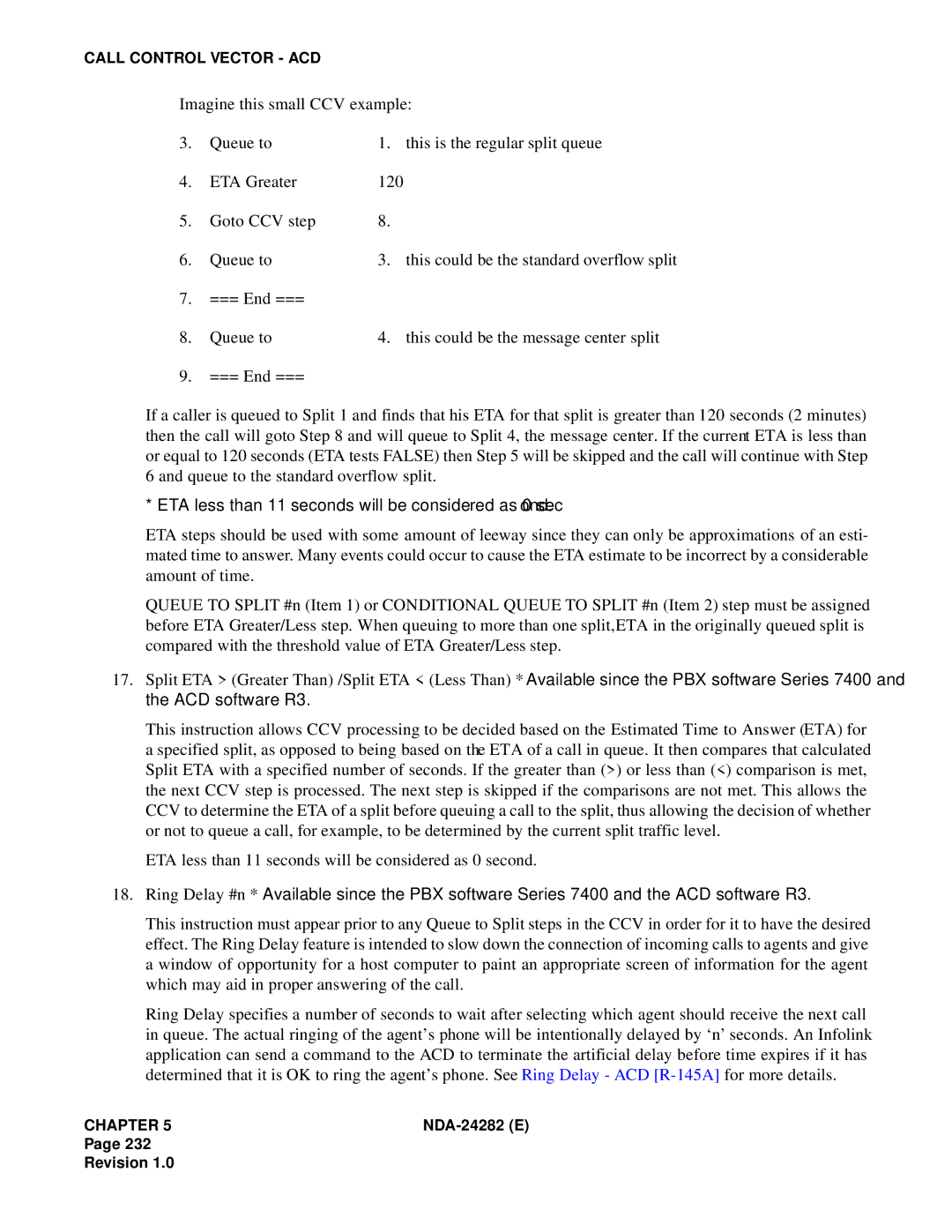 NEC 2400IMX system manual ETA less than 11 seconds will be considered as 0 second 