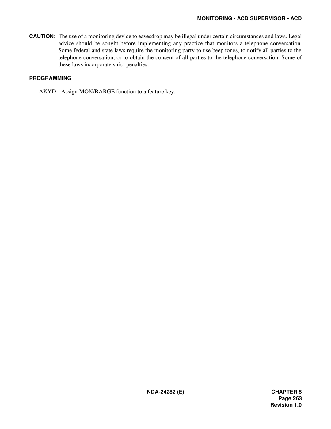 NEC 2400IMX system manual Akyd Assign MON/BARGE function to a feature key 