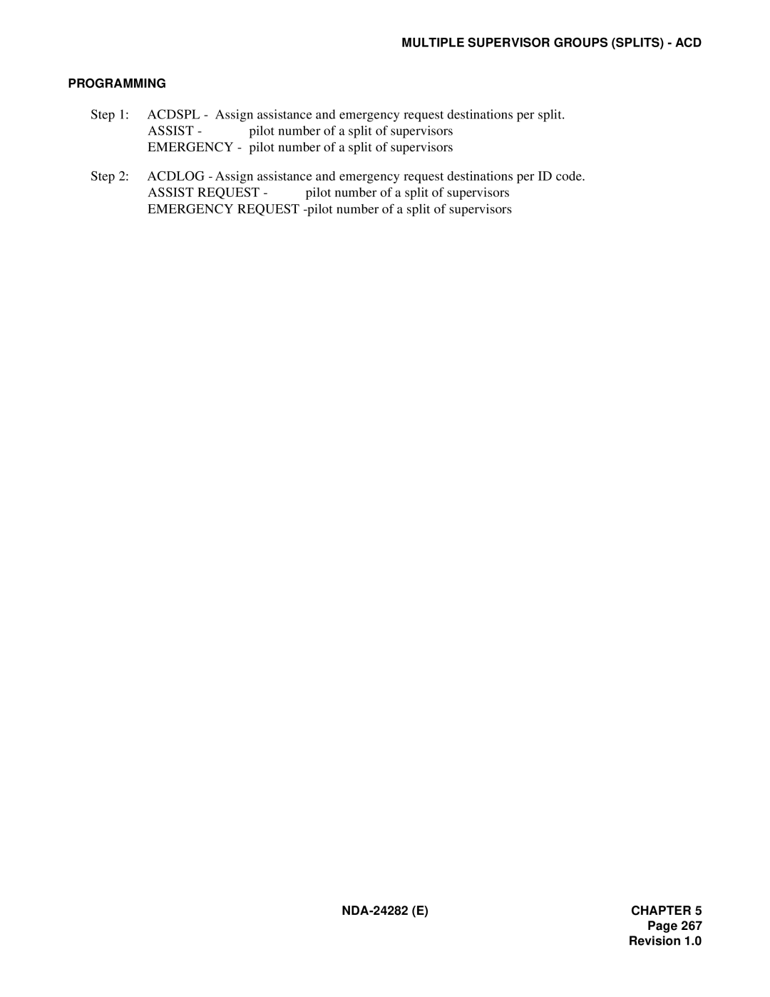 NEC 2400IMX system manual Multiple Supervisor Groups Splits ACD Programming 