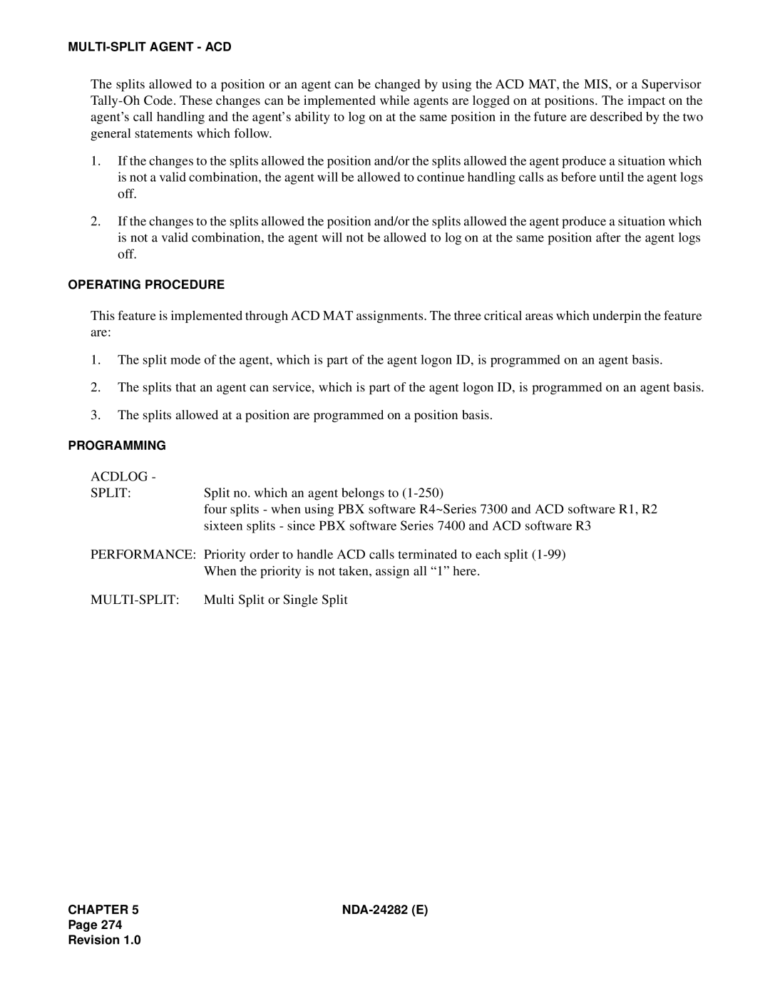 NEC 2400IMX system manual Acdlog 