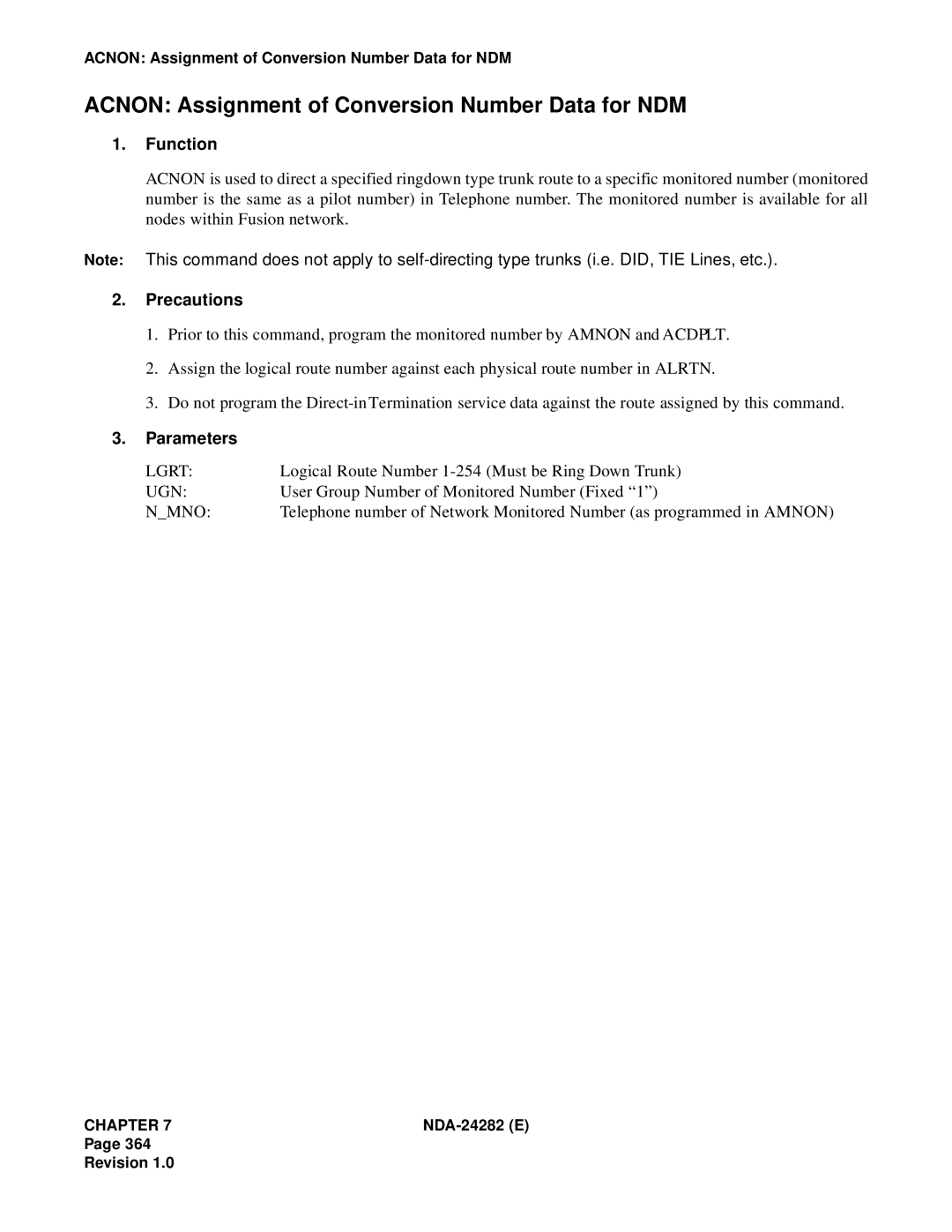 NEC 2400IMX system manual Acnon Assignment of Conversion Number Data for NDM, Nmno 