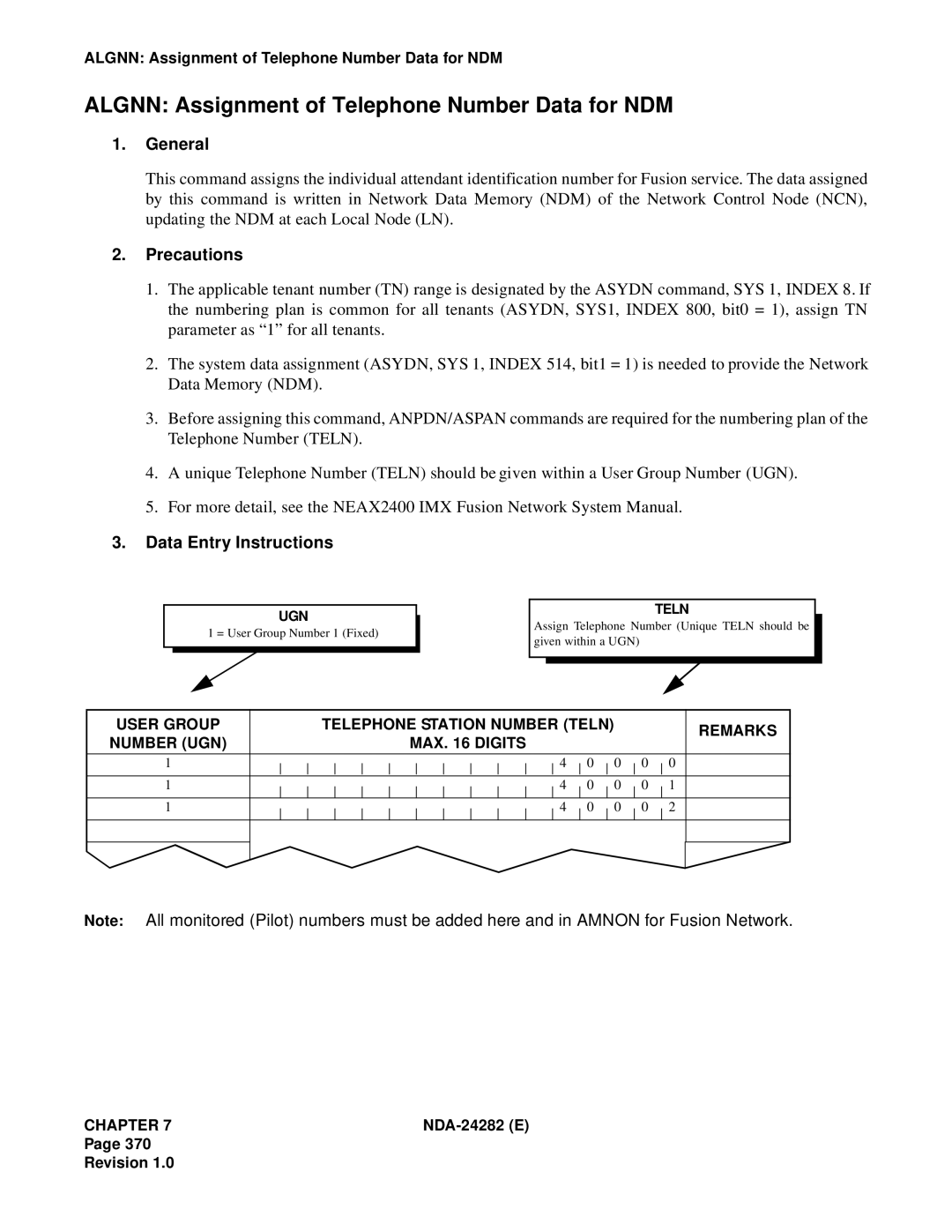 NEC 2400IMX system manual Algnn Assignment of Telephone Number Data for NDM, General 