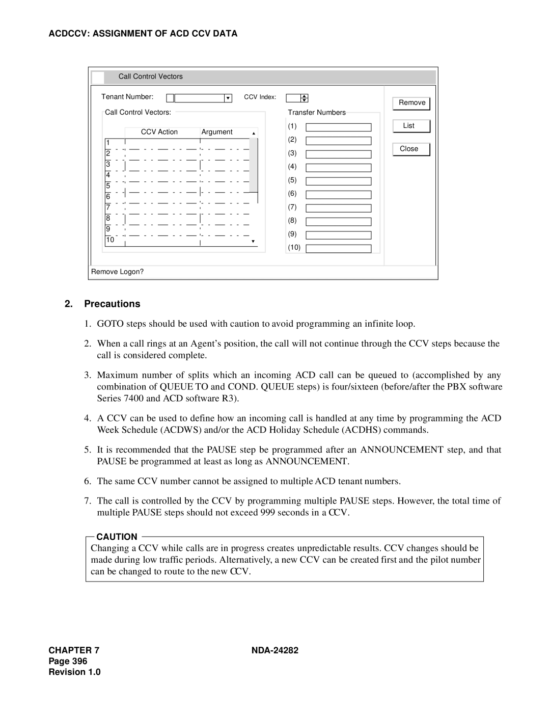 NEC 2400IMX system manual Call Control Vectors Tenant Number 