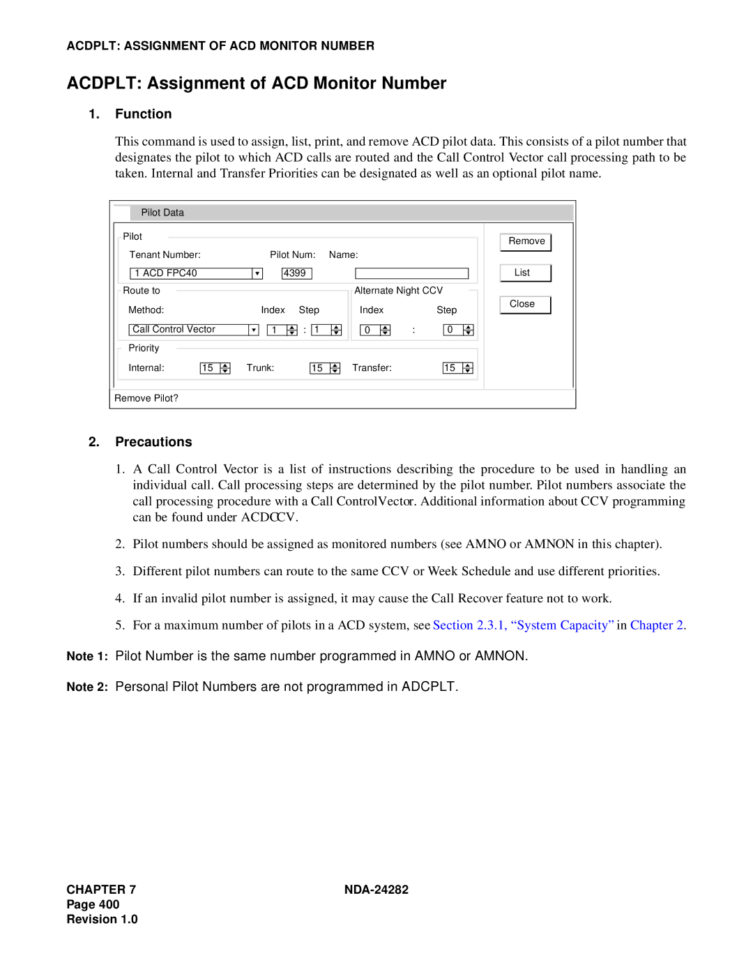 NEC 2400IMX system manual Acdplt Assignment of ACD Monitor Number 