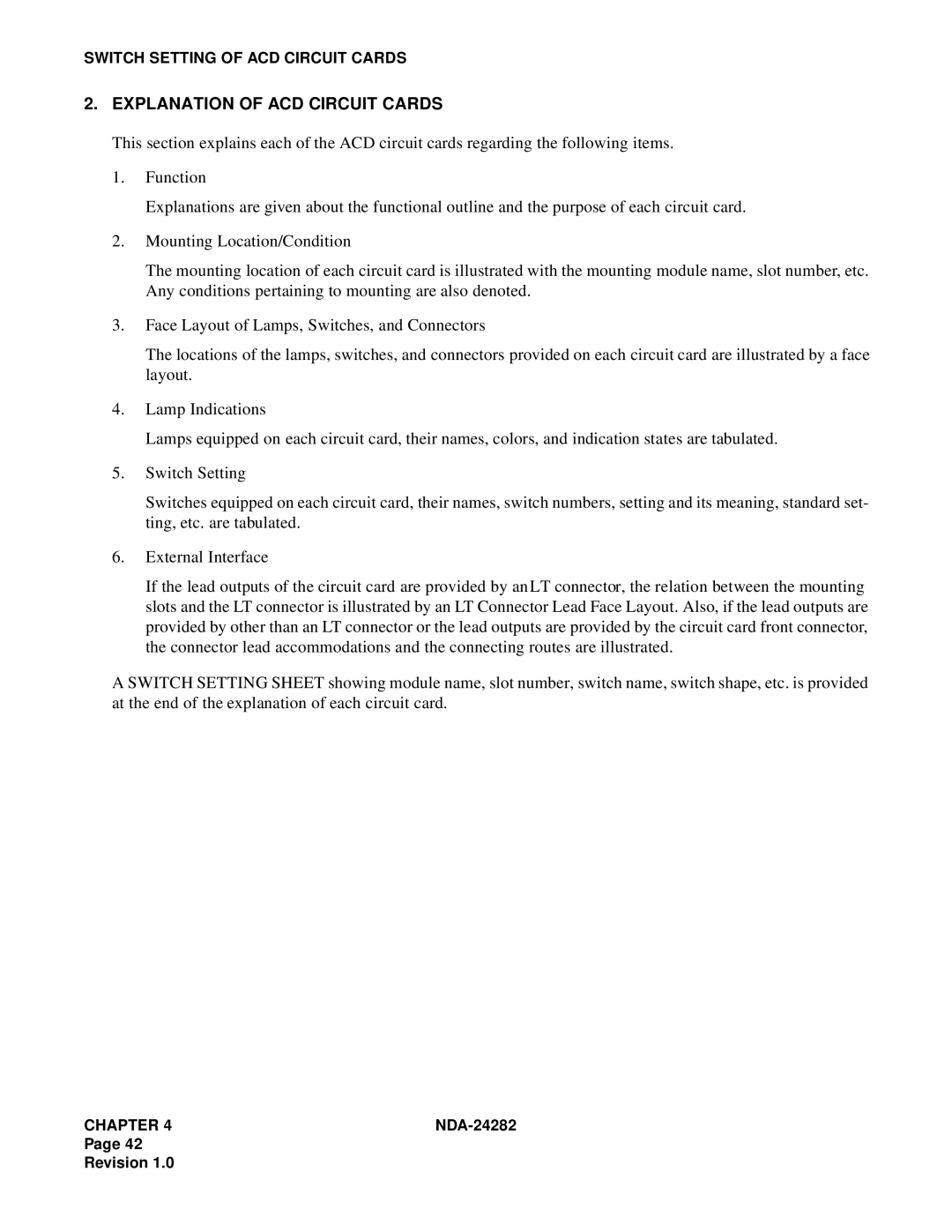 NEC 2400IMX system manual Explanation of ACD Circuit Cards 