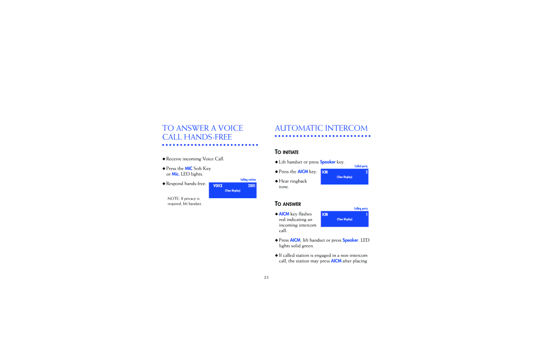 NEC 2400IPX manual To Answer a Voice Call HANDS-FREE, Automatic Intercom 