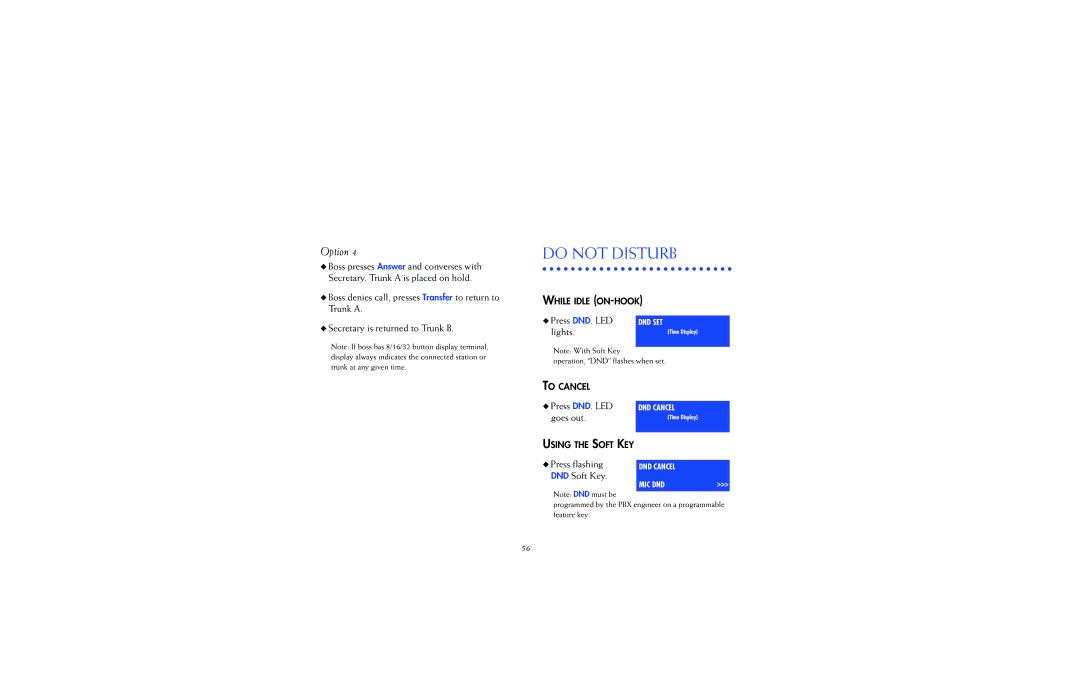 NEC 2400IPX manual Do not Disturb, Option 