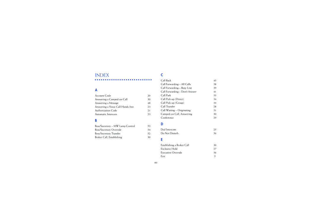 NEC 2400IPX manual Index 