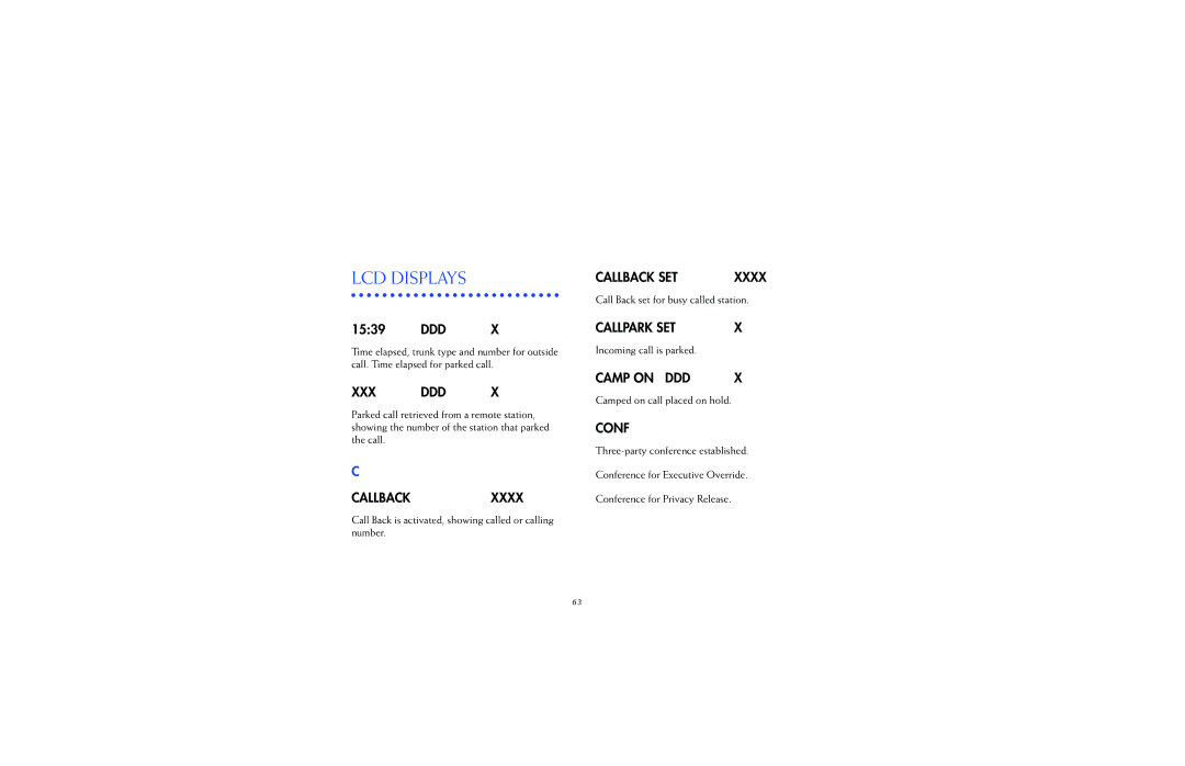 NEC 2400IPX manual LCD Displays, DDD Callpark SET 