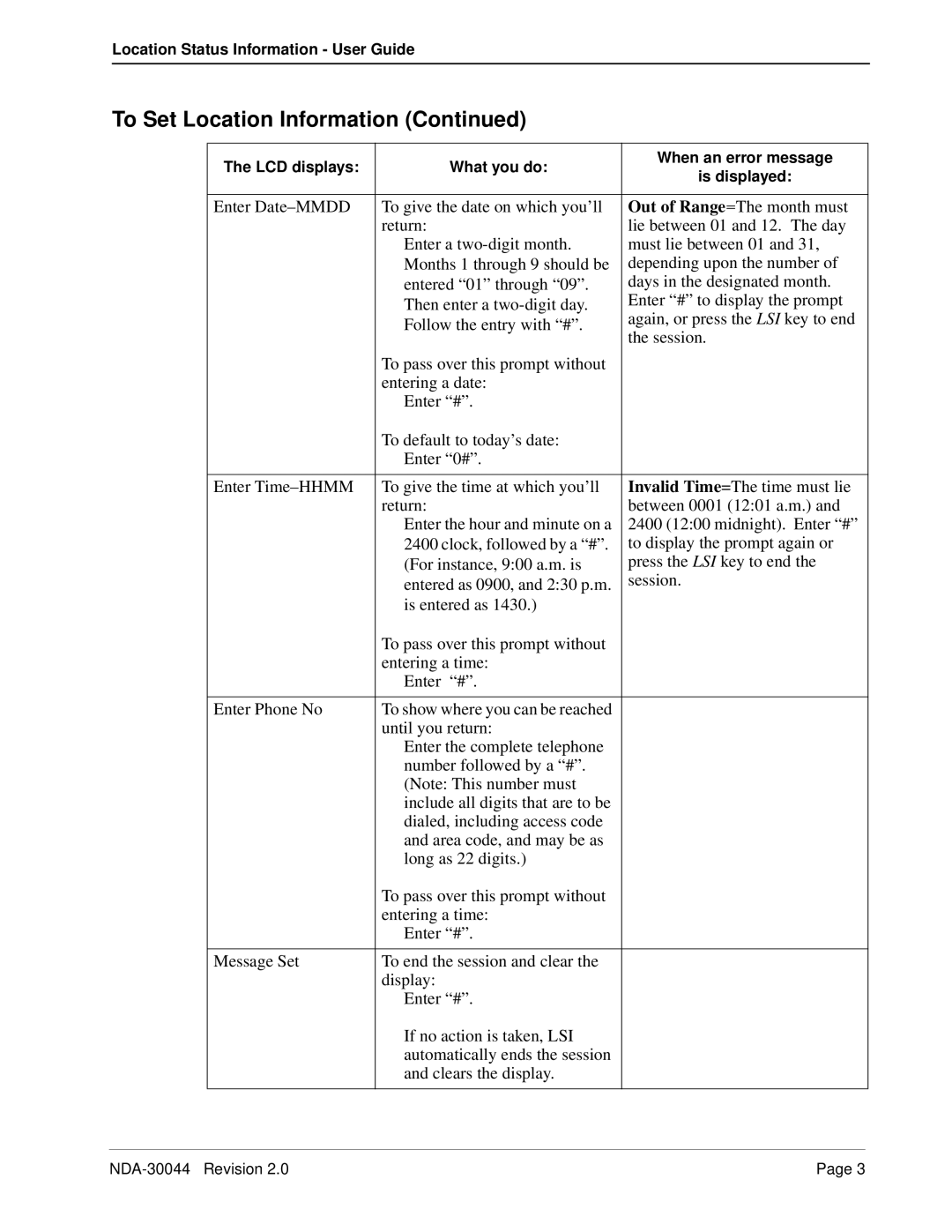 NEC 241716 manual To show where you can be reached 