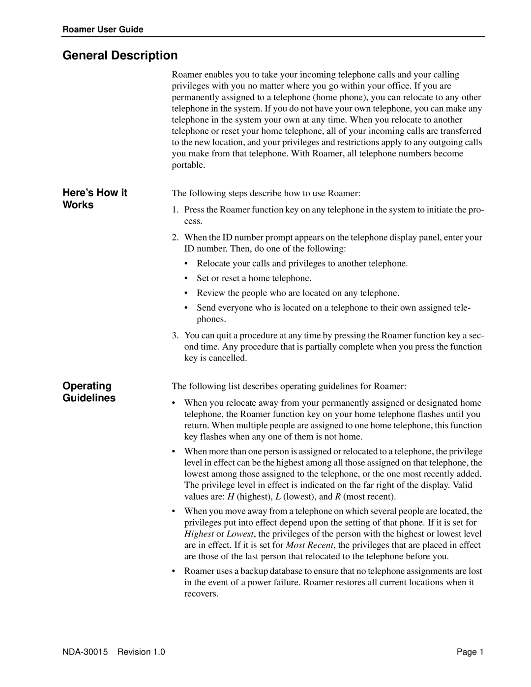 NEC 241735 manual General Description, Here’s How it Works Operating Guidelines 