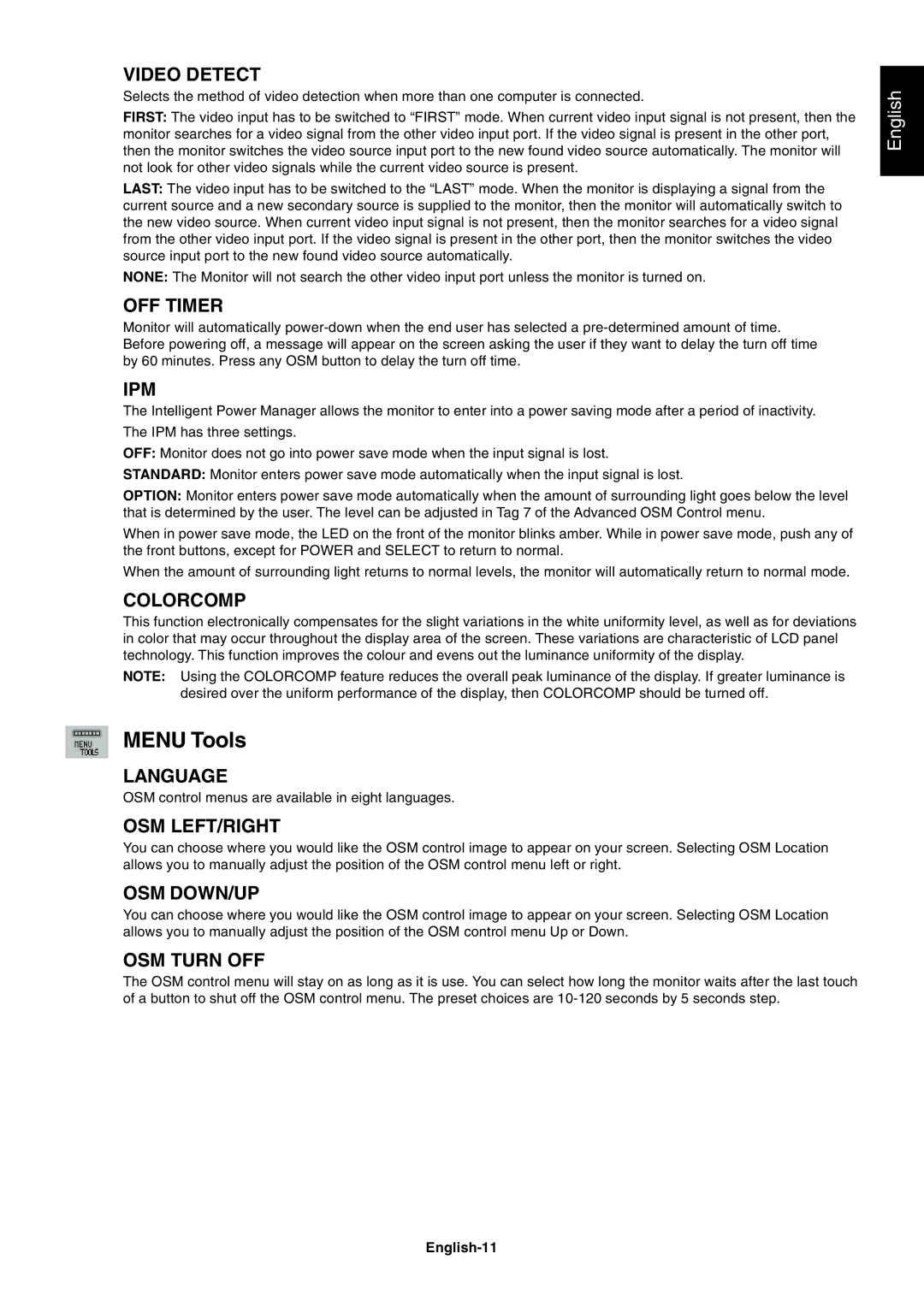 NEC 2690 user manual Menu Tools 