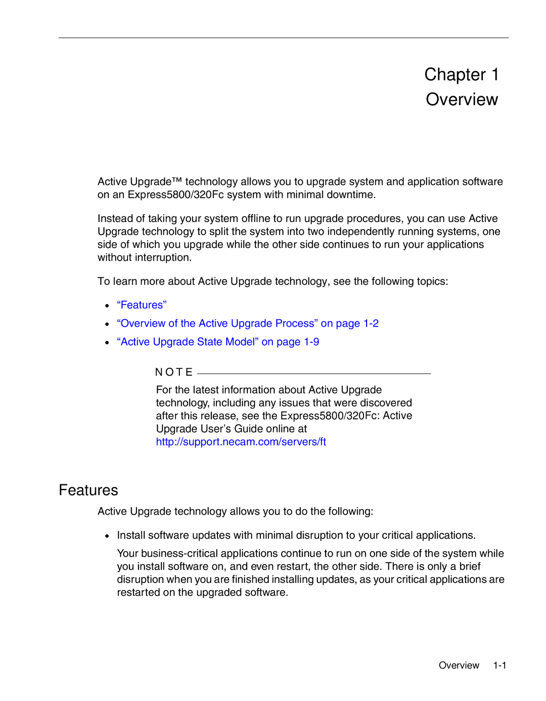 NEC 320Fc manual Chapter Overview, Features 