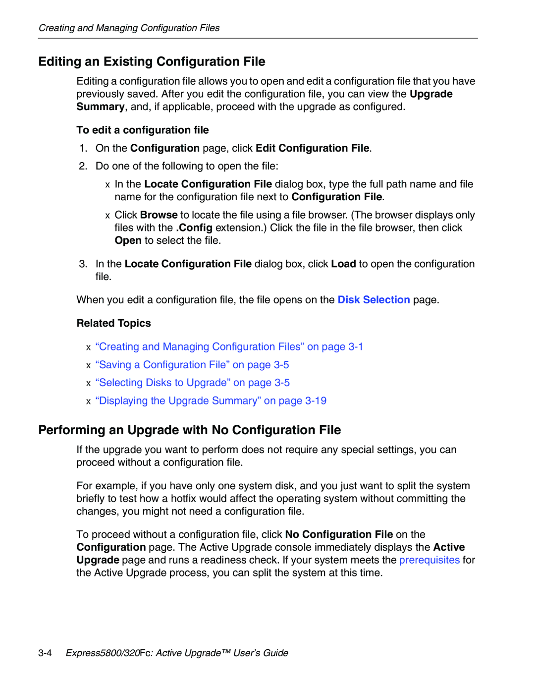 NEC 320Fc manual Editing an Existing Configuration File, Performing an Upgrade with No Configuration File 