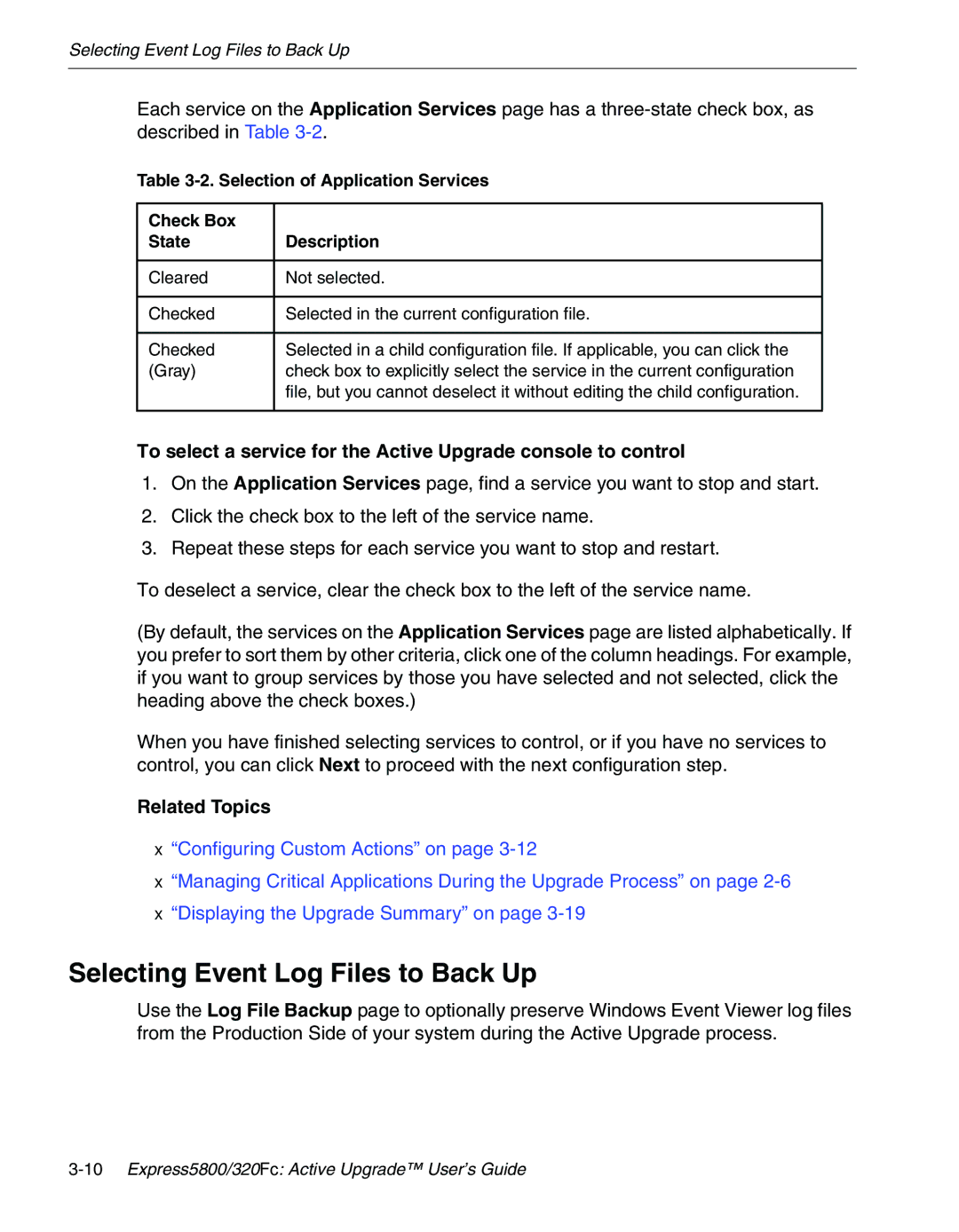 NEC 320Fc manual Selecting Event Log Files to Back Up 