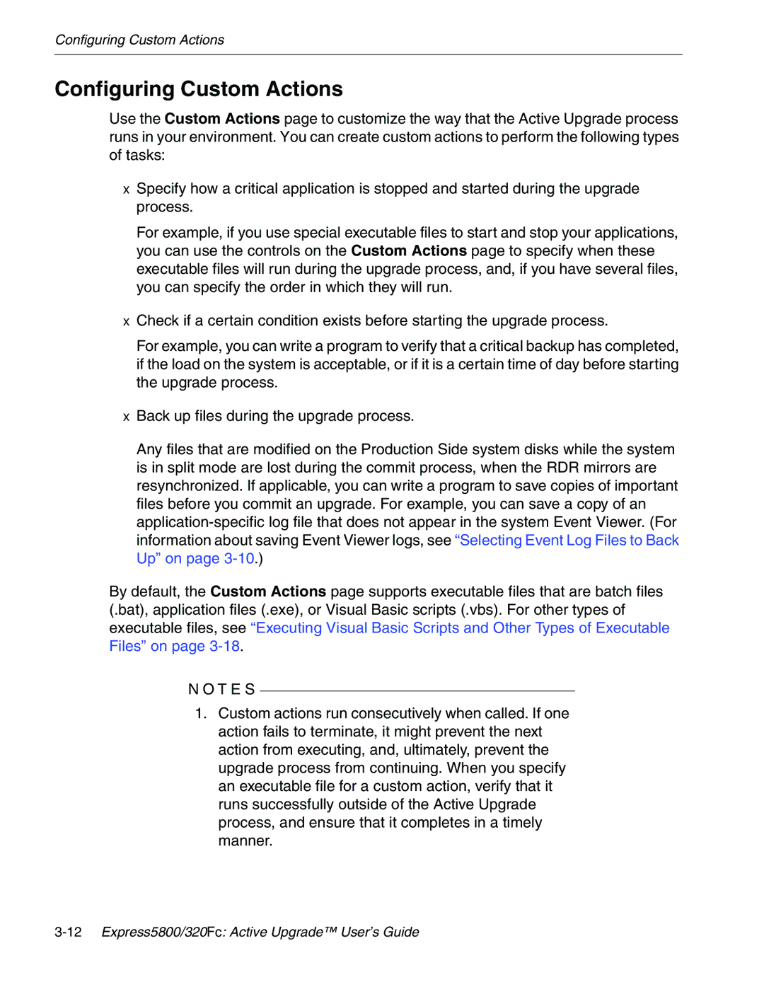 NEC 320Fc manual Configuring Custom Actions 