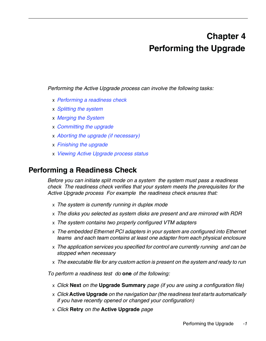 NEC 320Fc manual Performing a Readiness Check, Click Retry on the Active Upgrade 