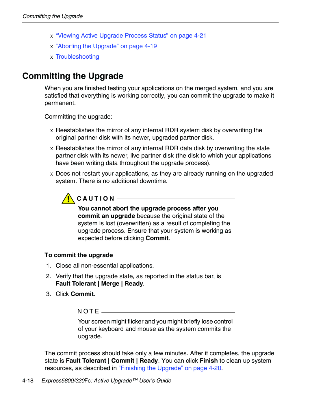 NEC 320Fc manual Committing the Upgrade 