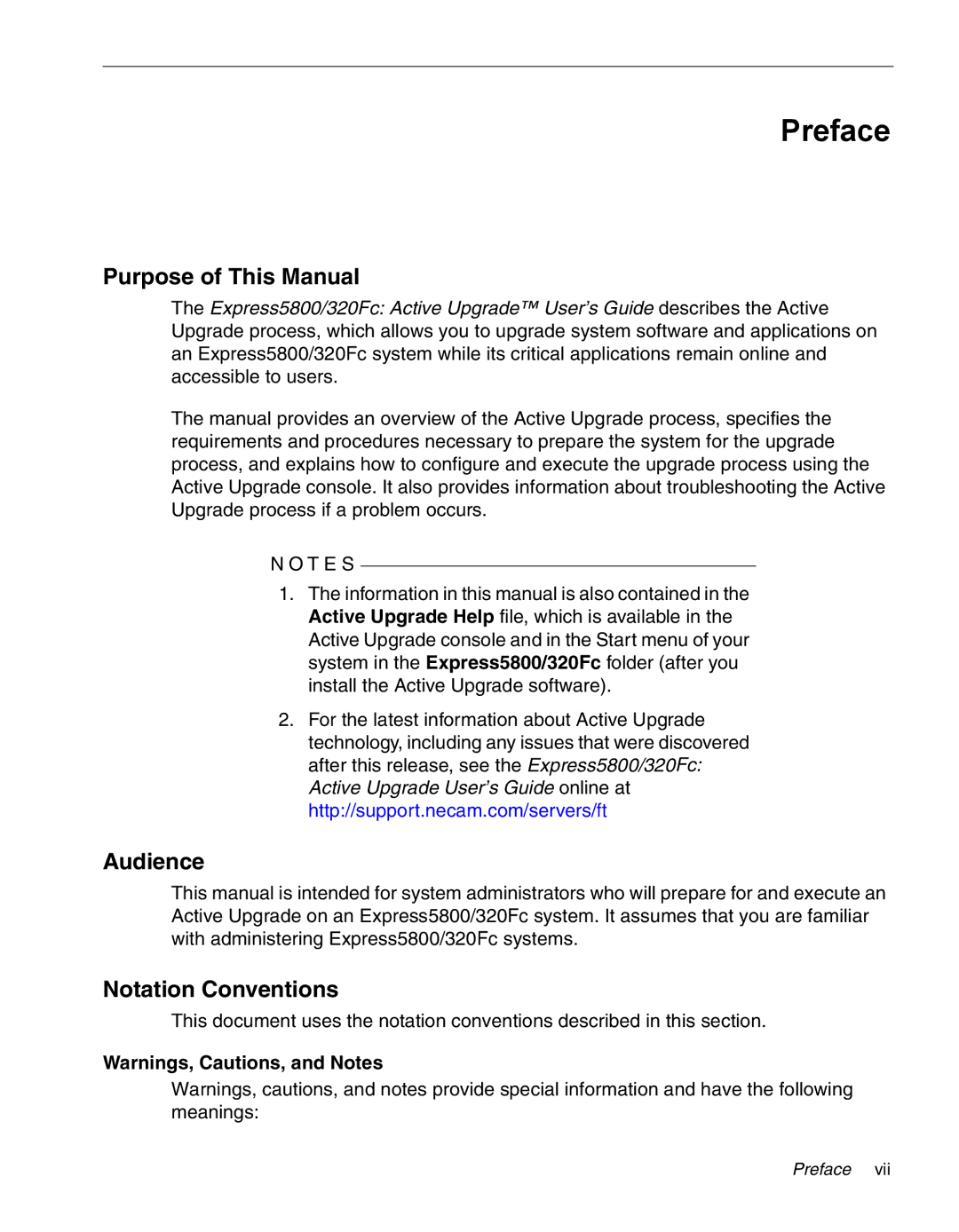 NEC 320Fc manual Purpose of This Manual, Audience, Notation Conventions 