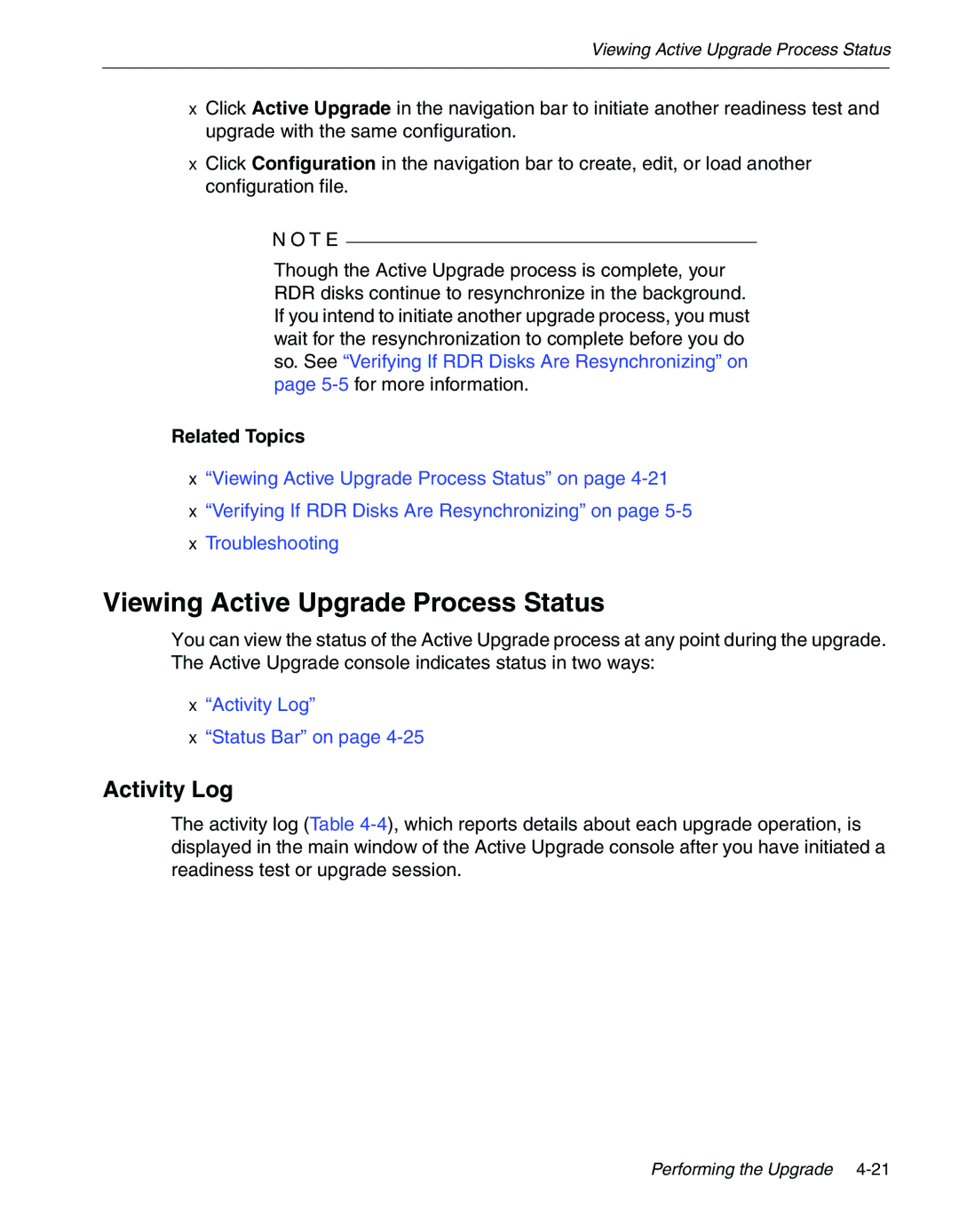 NEC 320Fc manual Viewing Active Upgrade Process Status, Activity Log 