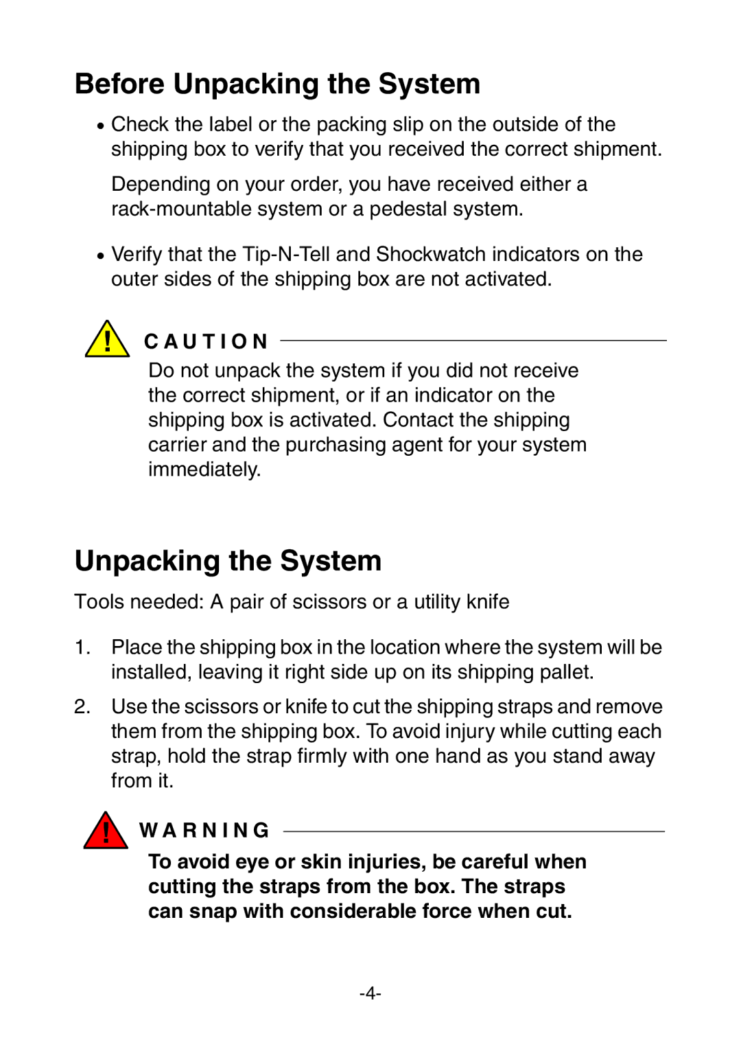 NEC 320Fd Systems manual Before Unpacking the System 