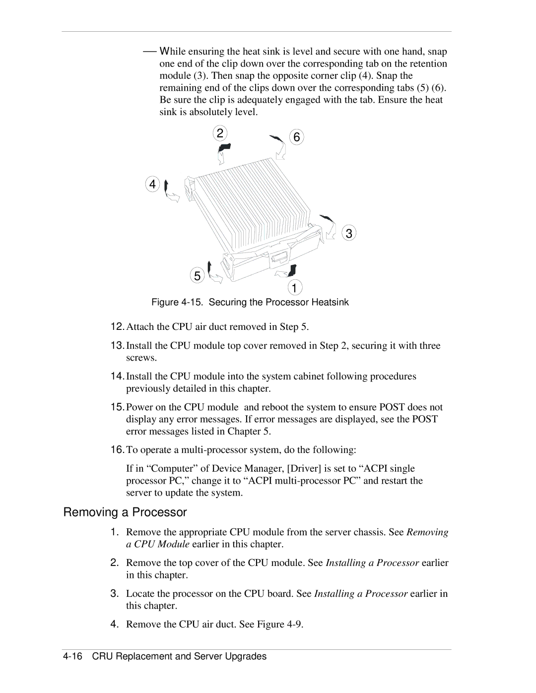 NEC 320Lb-R manual Removing a Processor, Securing the Processor Heatsink 