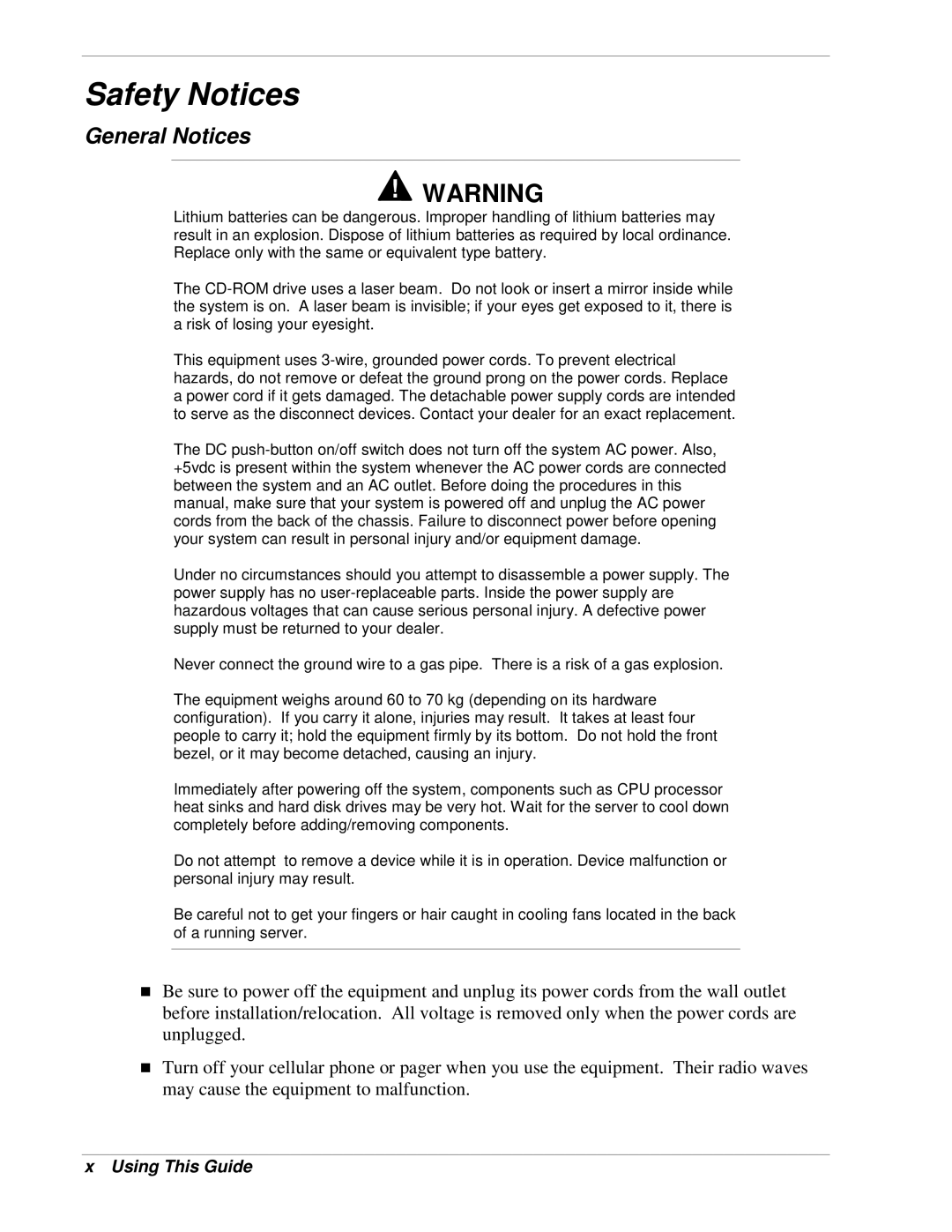 NEC 320Lb-R manual Safety Notices, General Notices 