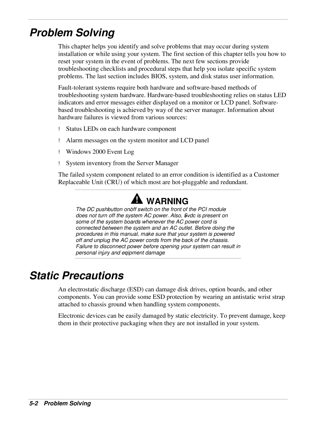 NEC 320Lb-R manual Problem Solving, Static Precautions 