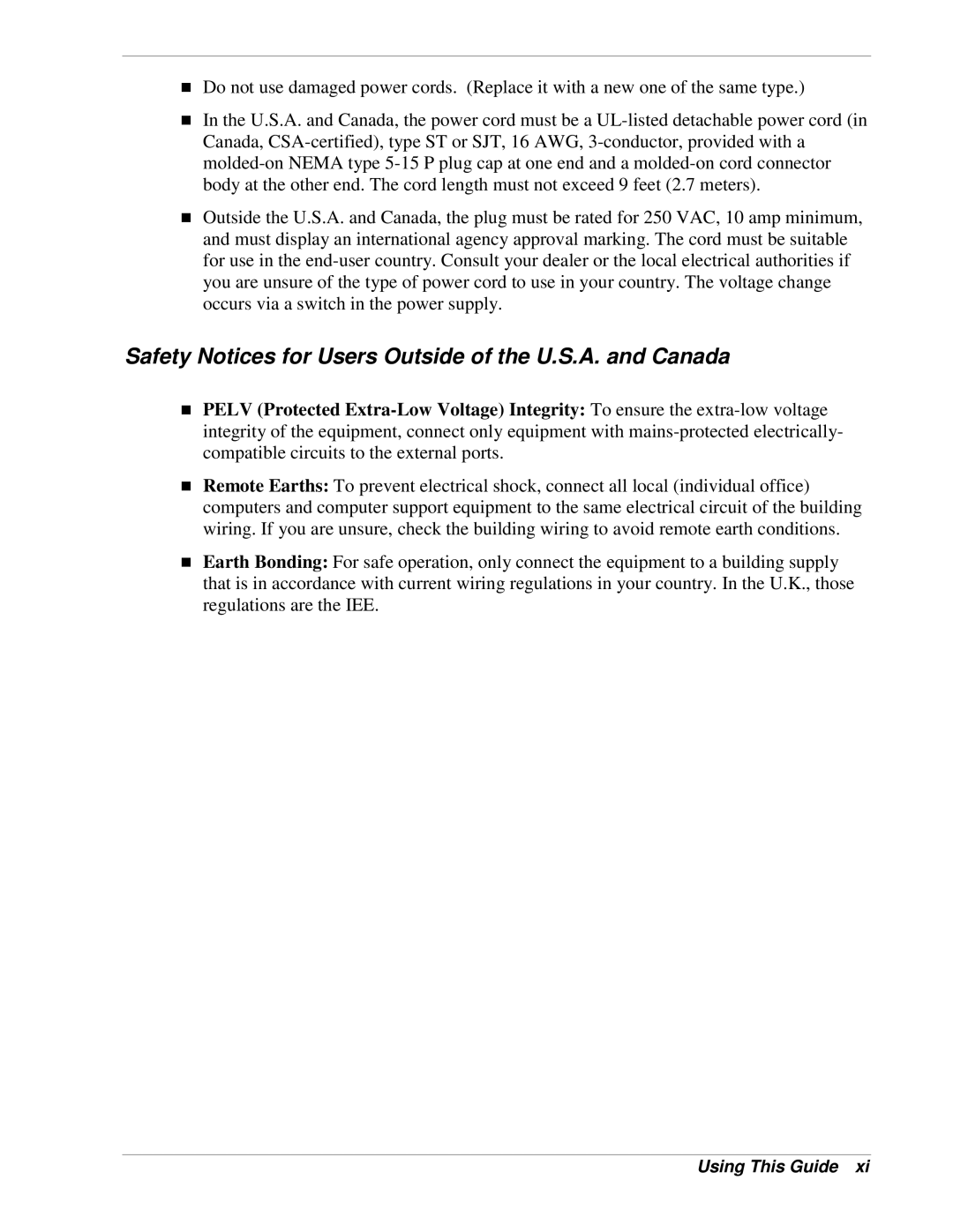 NEC 320Lb-R manual Safety Notices for Users Outside of the U.S.A. and Canada 