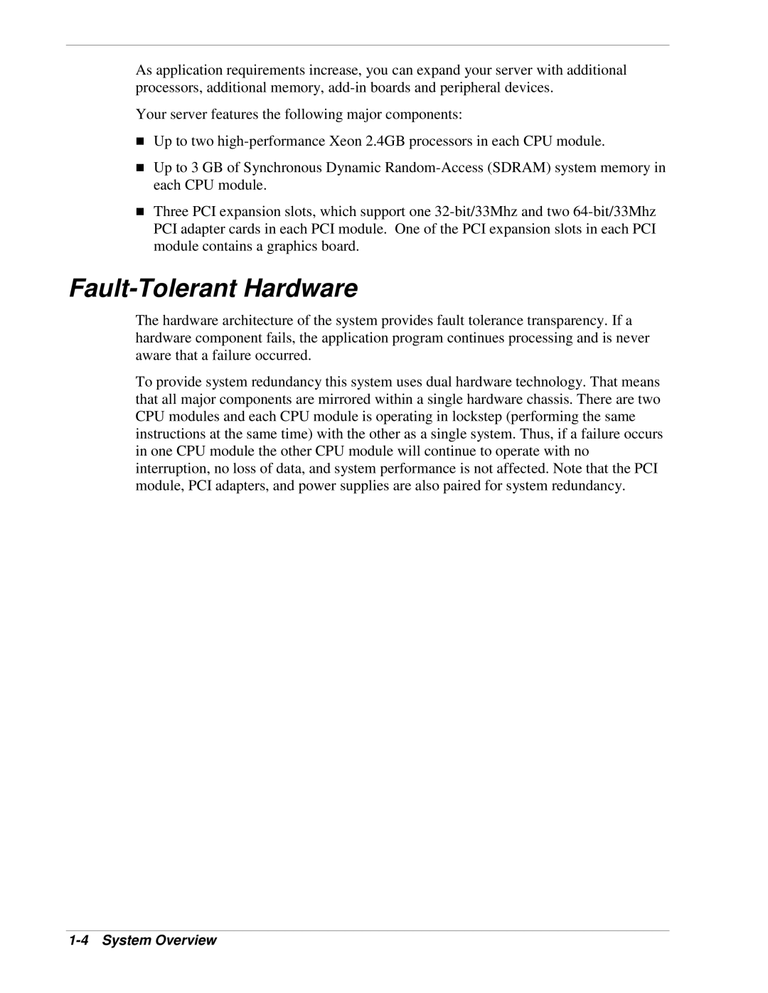 NEC 320Lb-R manual Fault-Tolerant Hardware 