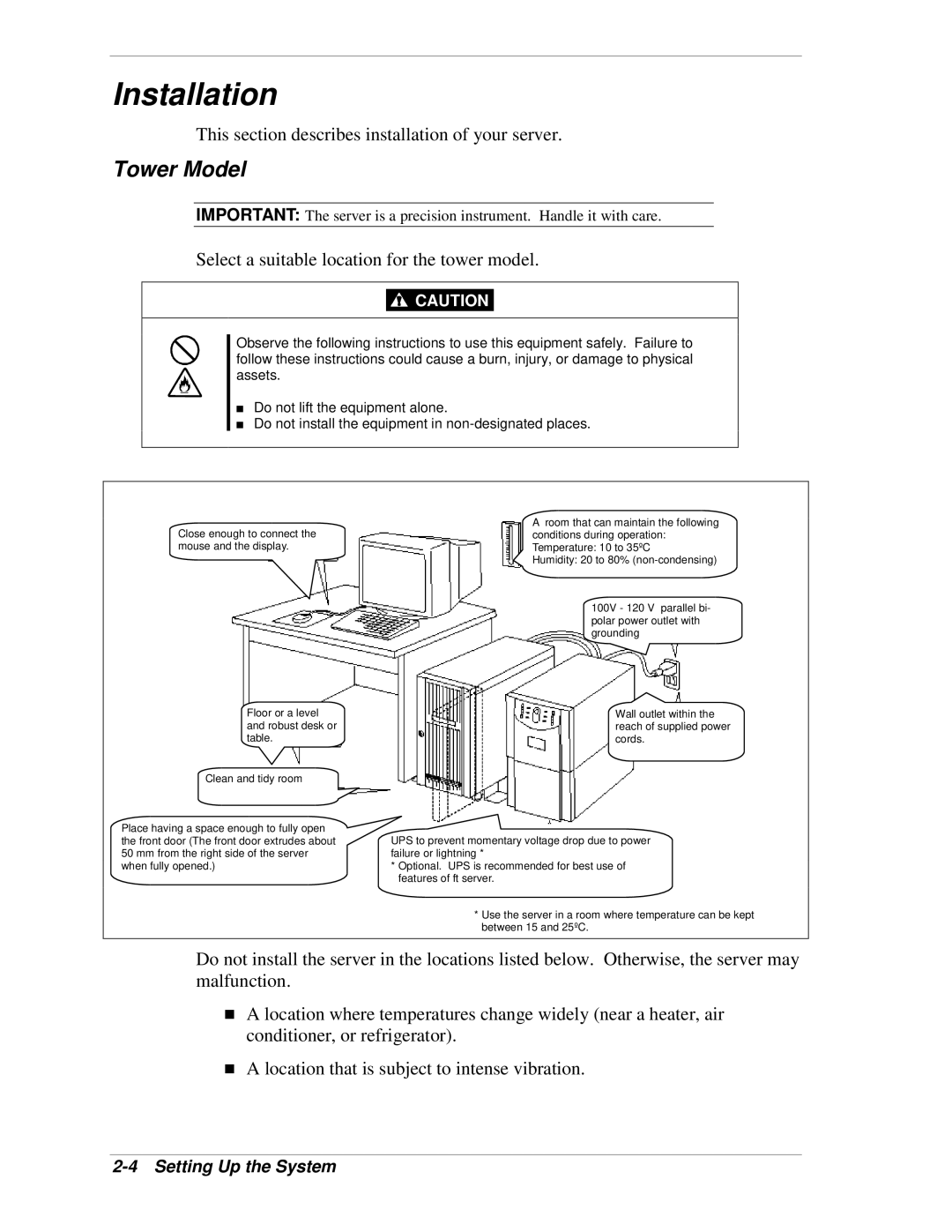 NEC 320Lb-R manual Installation, Tower Model 