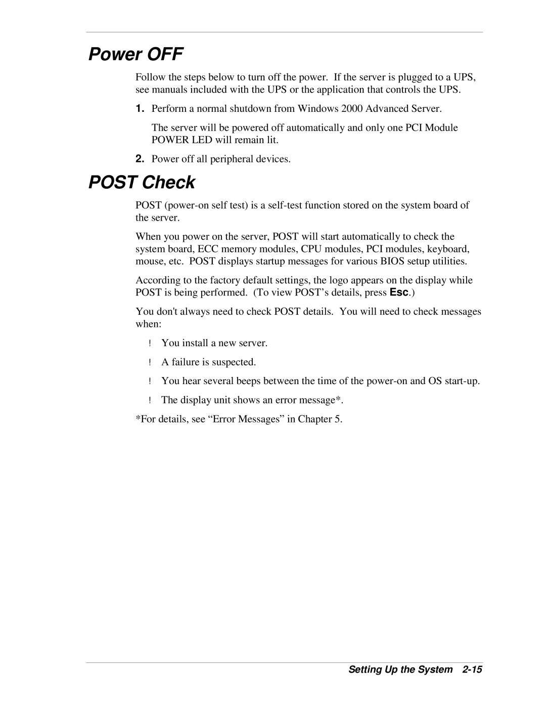 NEC 320Lb-R manual Power OFF, Post Check 