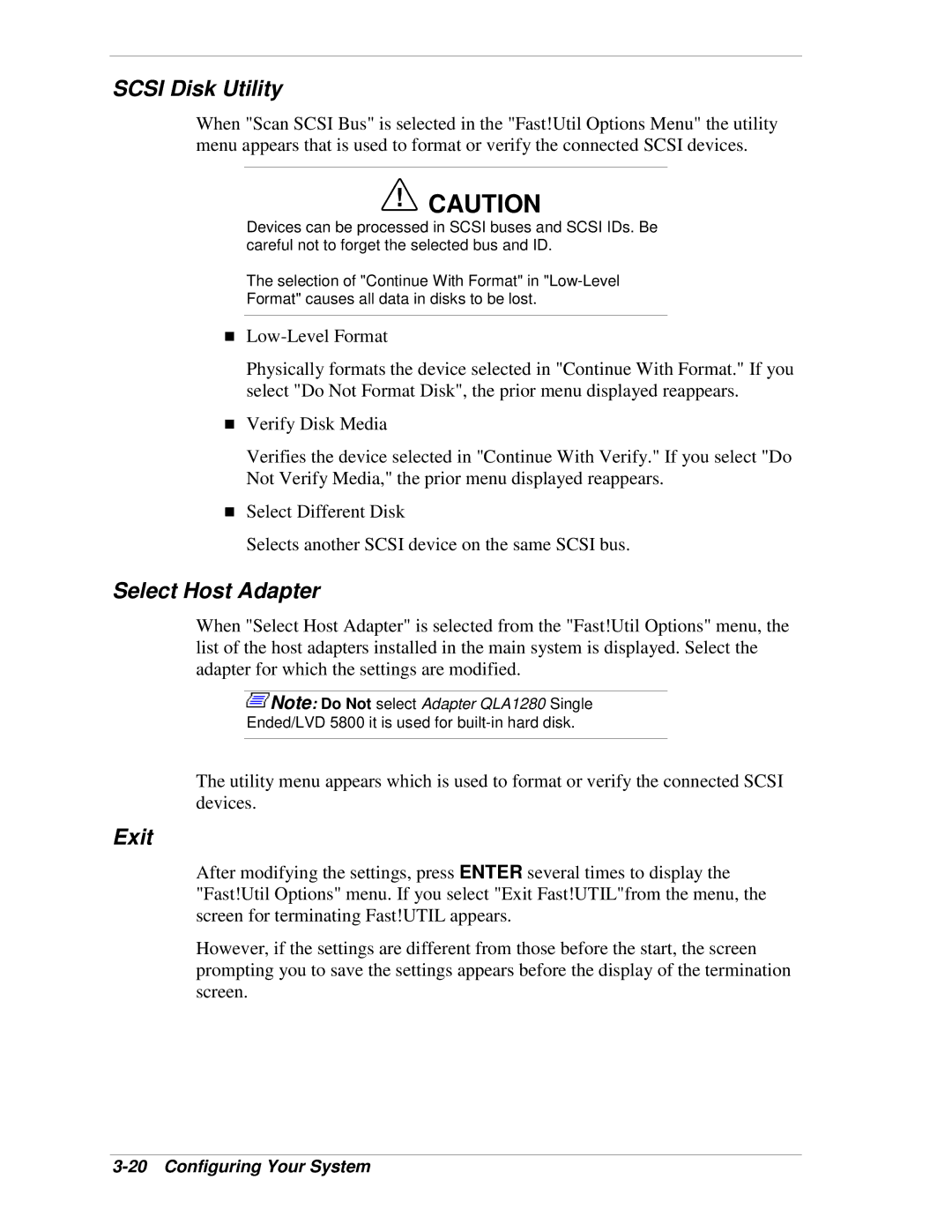 NEC 320Lb-R manual Scsi Disk Utility, Select Host Adapter, Exit 