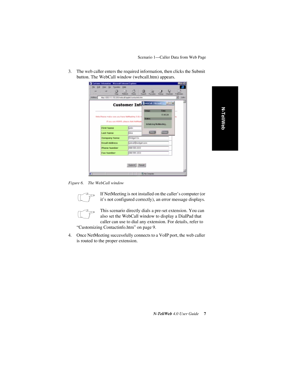 NEC 77000WEB02, 4 manual WebCall window 