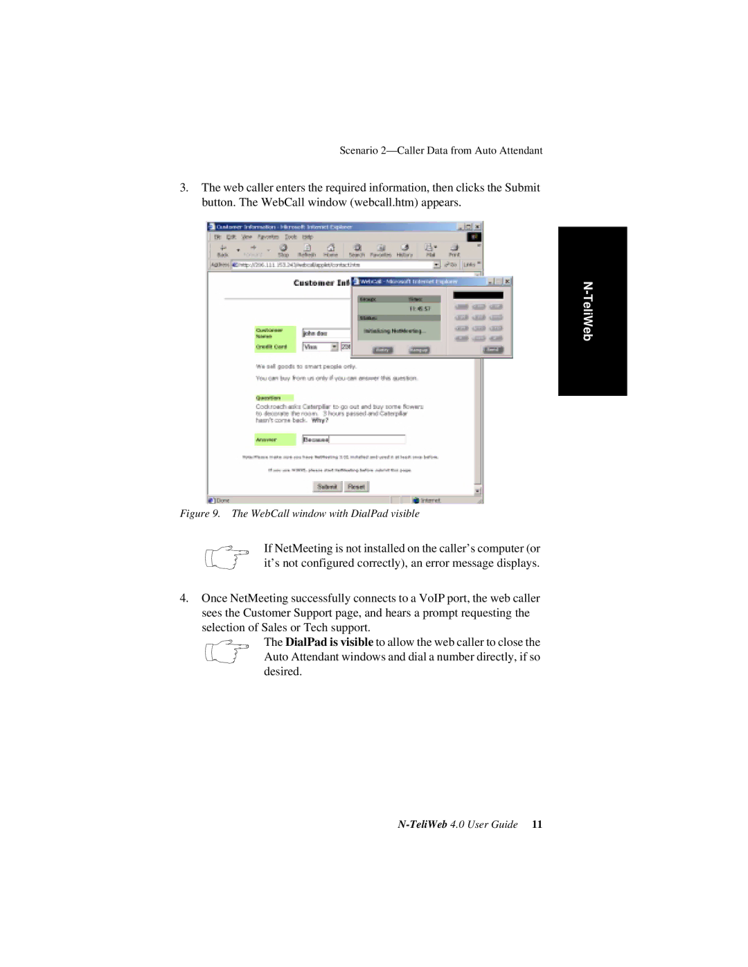 NEC 77000WEB02, 4 manual WebCall window with DialPad visible 