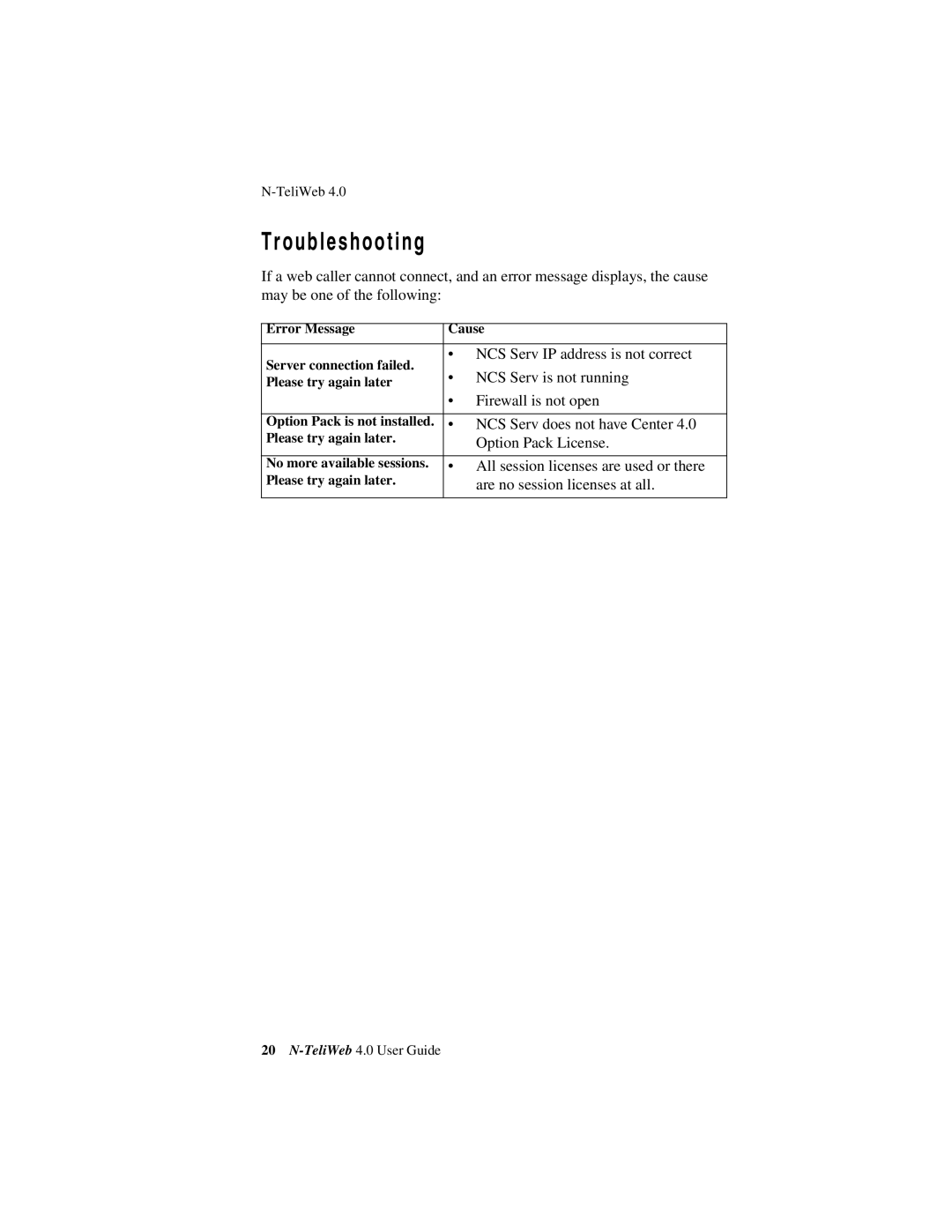 NEC 4, 77000WEB02 manual Troubleshooting 