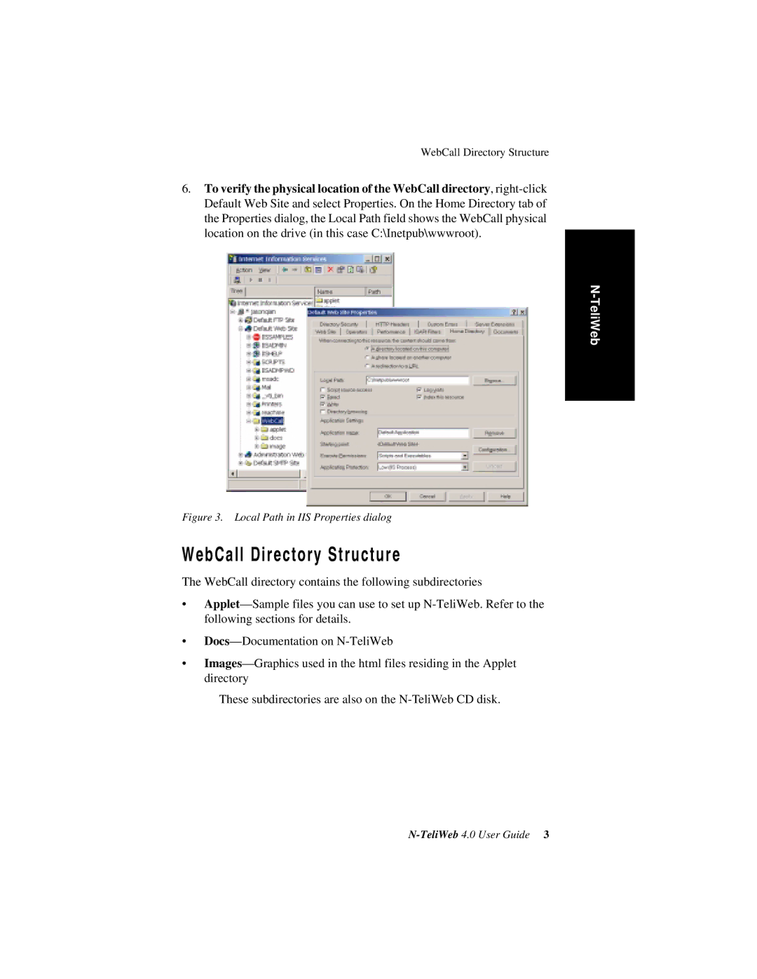 NEC 77000WEB02, 4 manual WebCall Directory Structure, Local Path in IIS Properties dialog 