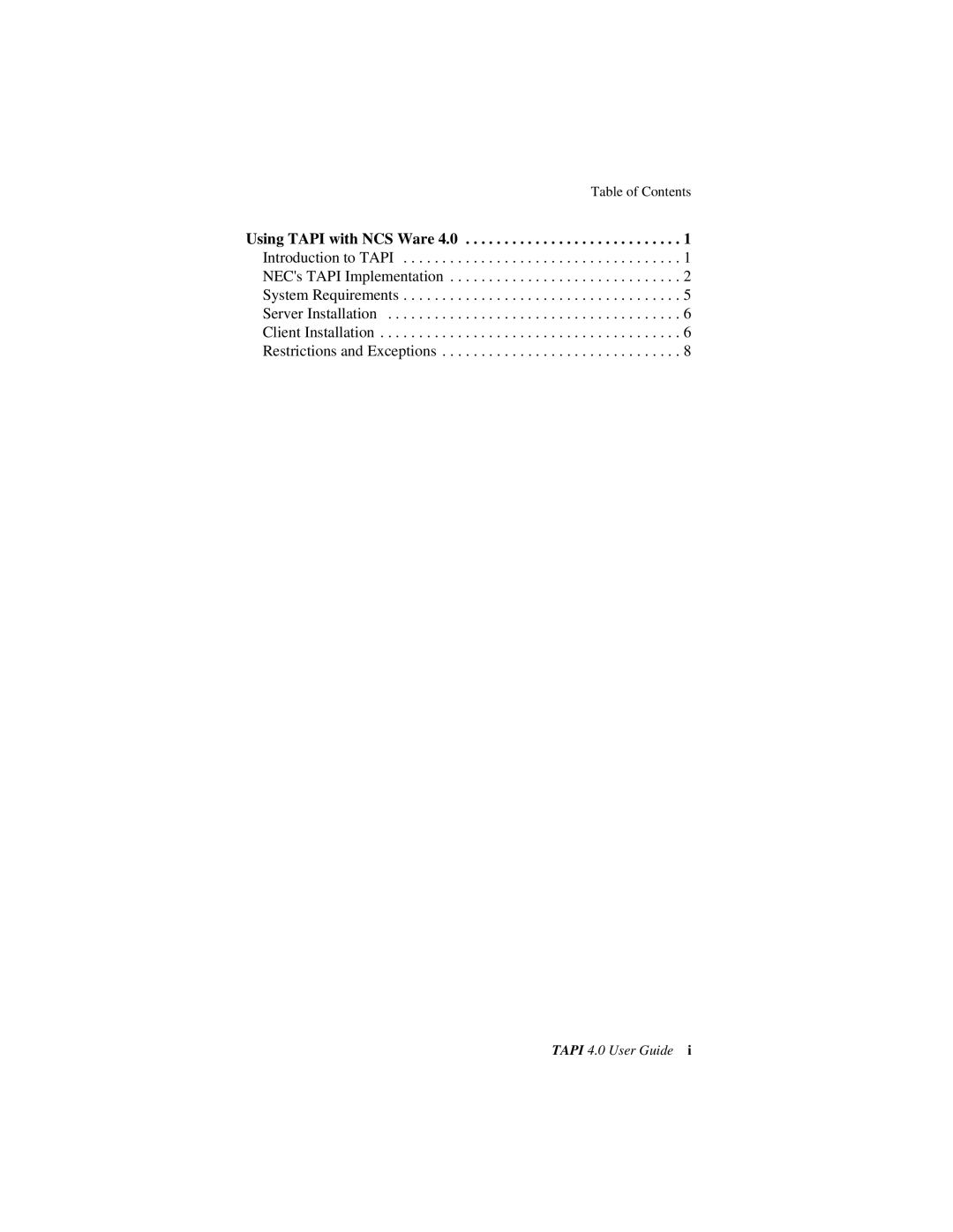 NEC manual Using Tapi with NCS Ware 4.0 