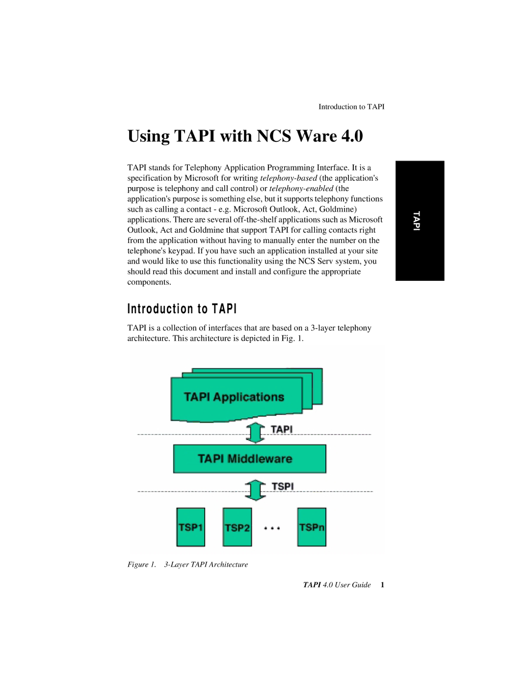 NEC 4 manual Using Tapi with NCS Ware, Introduction to Tapi 