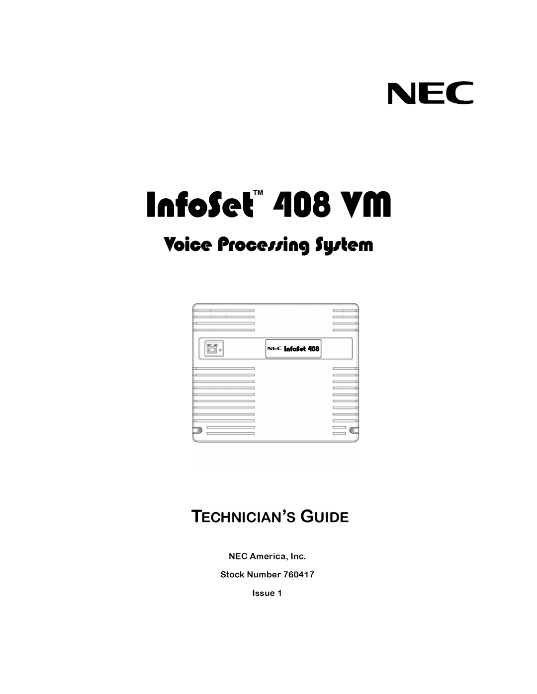 NEC 408 VM manual 