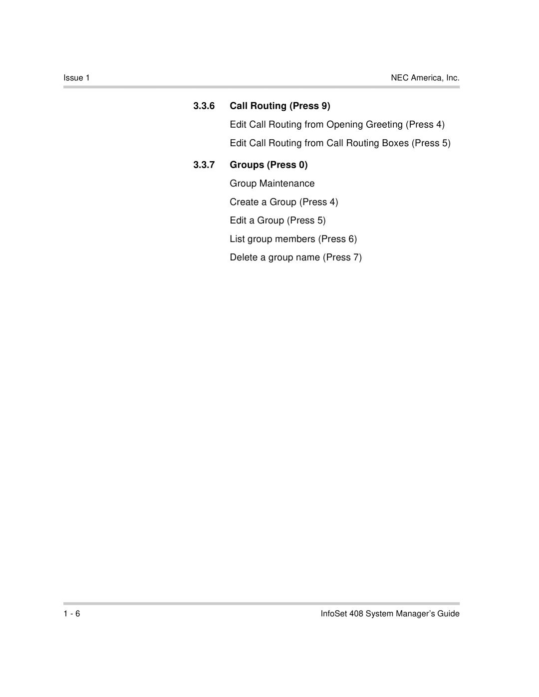 NEC 408 VM manual Call Routing Press 