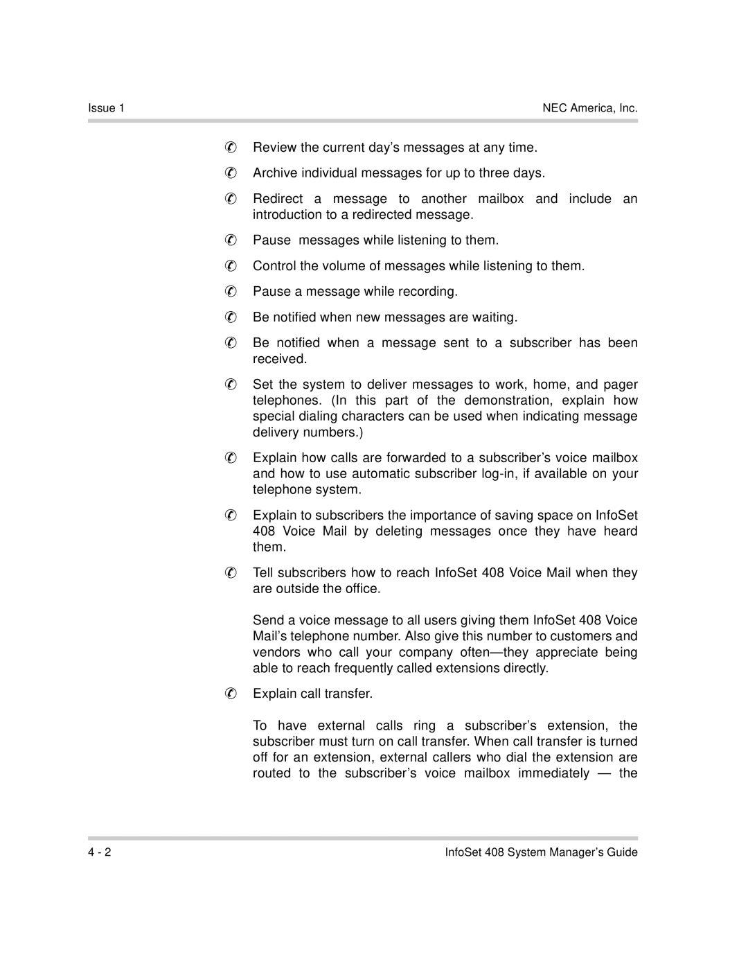 NEC 408 VM manual Issue NEC America, Inc 