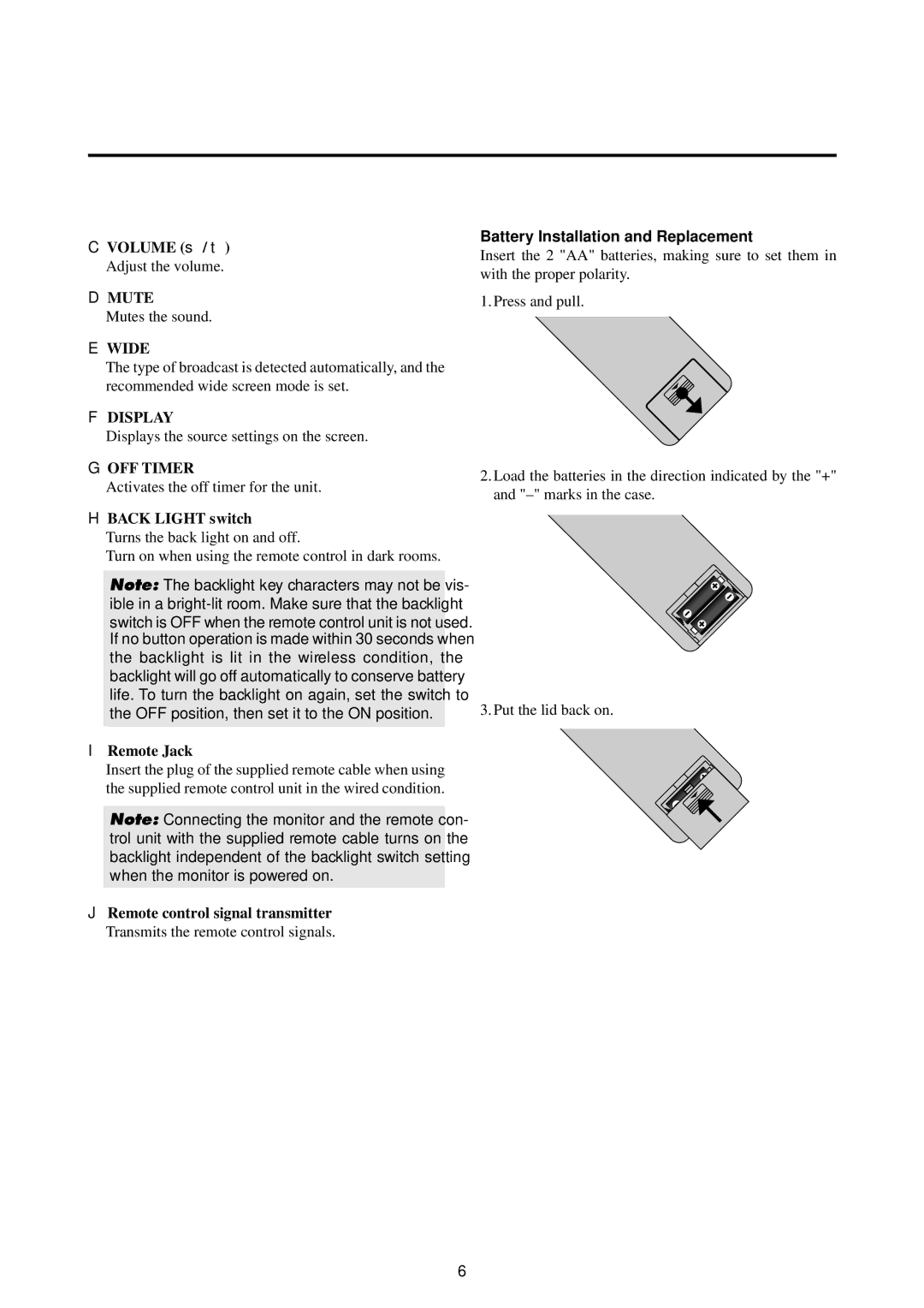 NEC 4210W user manual OFF Timer, Battery Installation and Replacement 