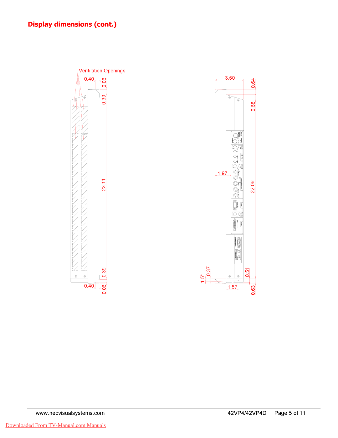 NEC dimensions 42VP4/42VP4D Page 5 