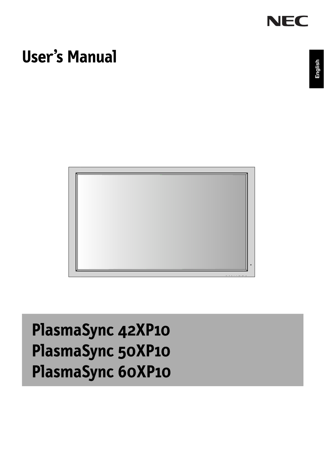 NEC 50XP10, 42XP10, 60XP10 user manual User’s Manual 