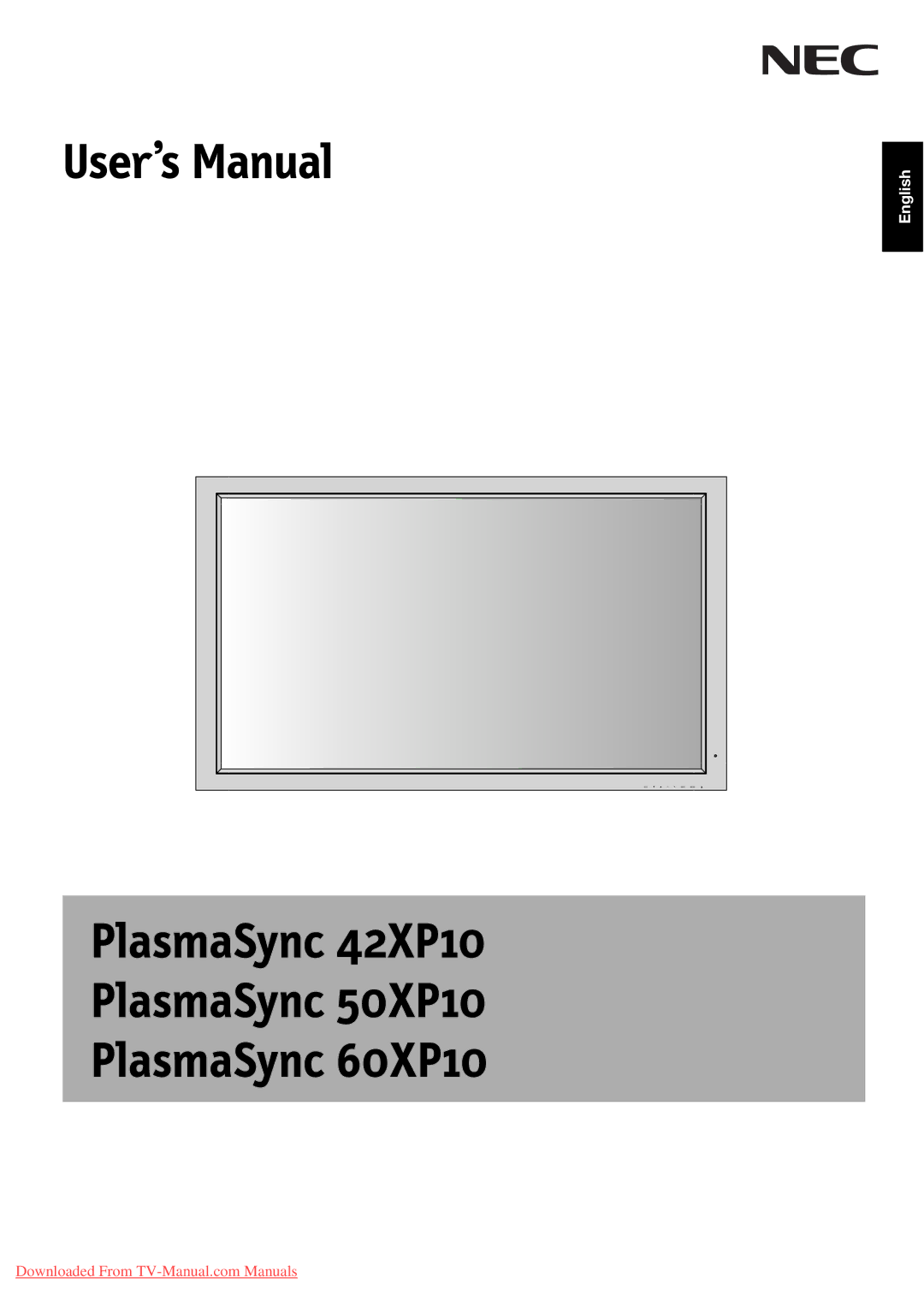 NEC 50XP10, 42XP10, 60XP10 user manual User’s Manual 