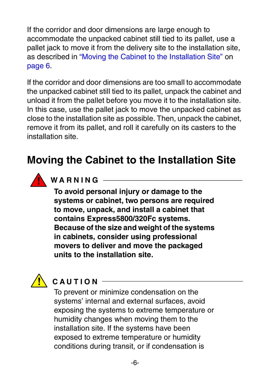 NEC 456-01721-000 manual Moving the Cabinet to the Installation Site 