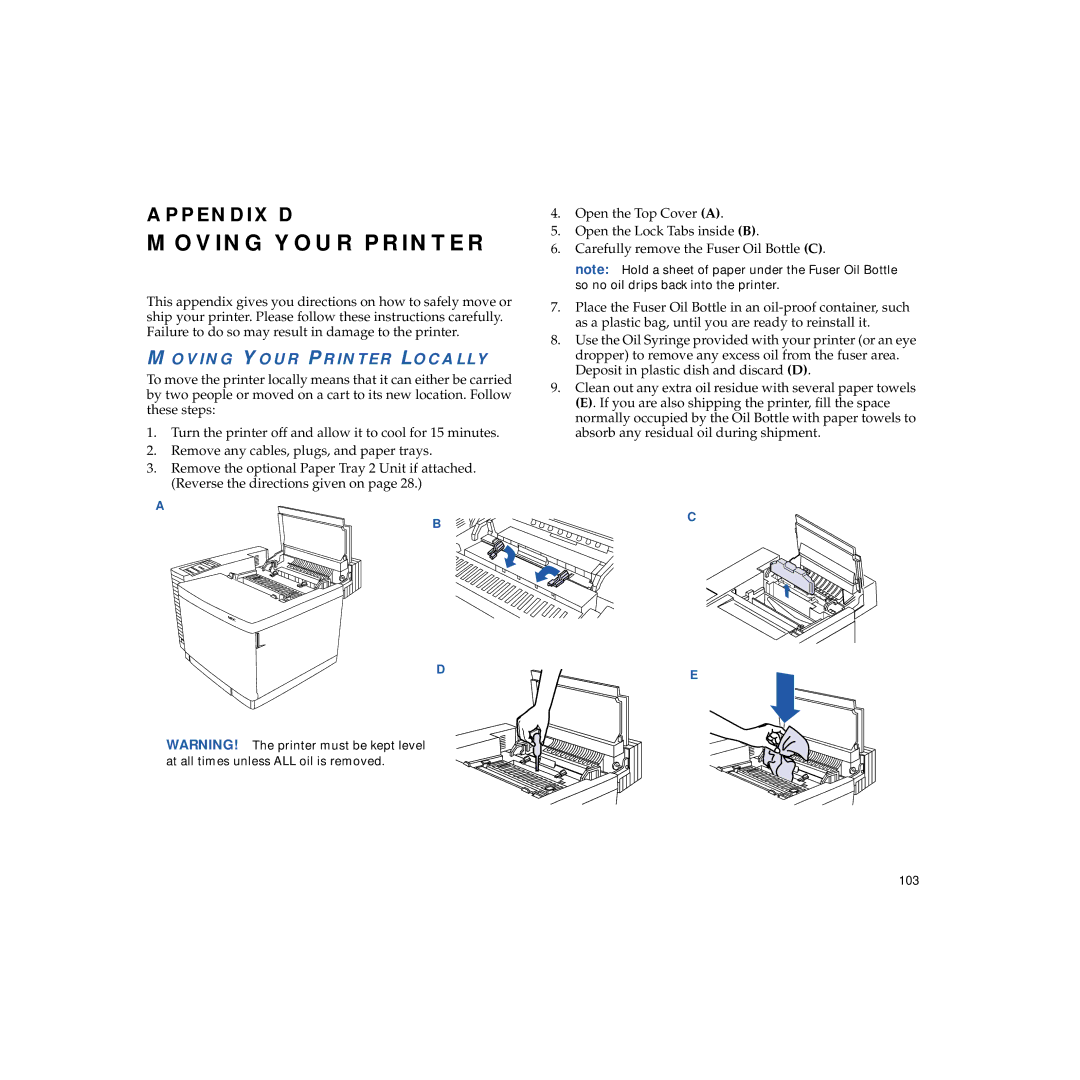 NEC 4600N manual Moving Your Printer Locally 