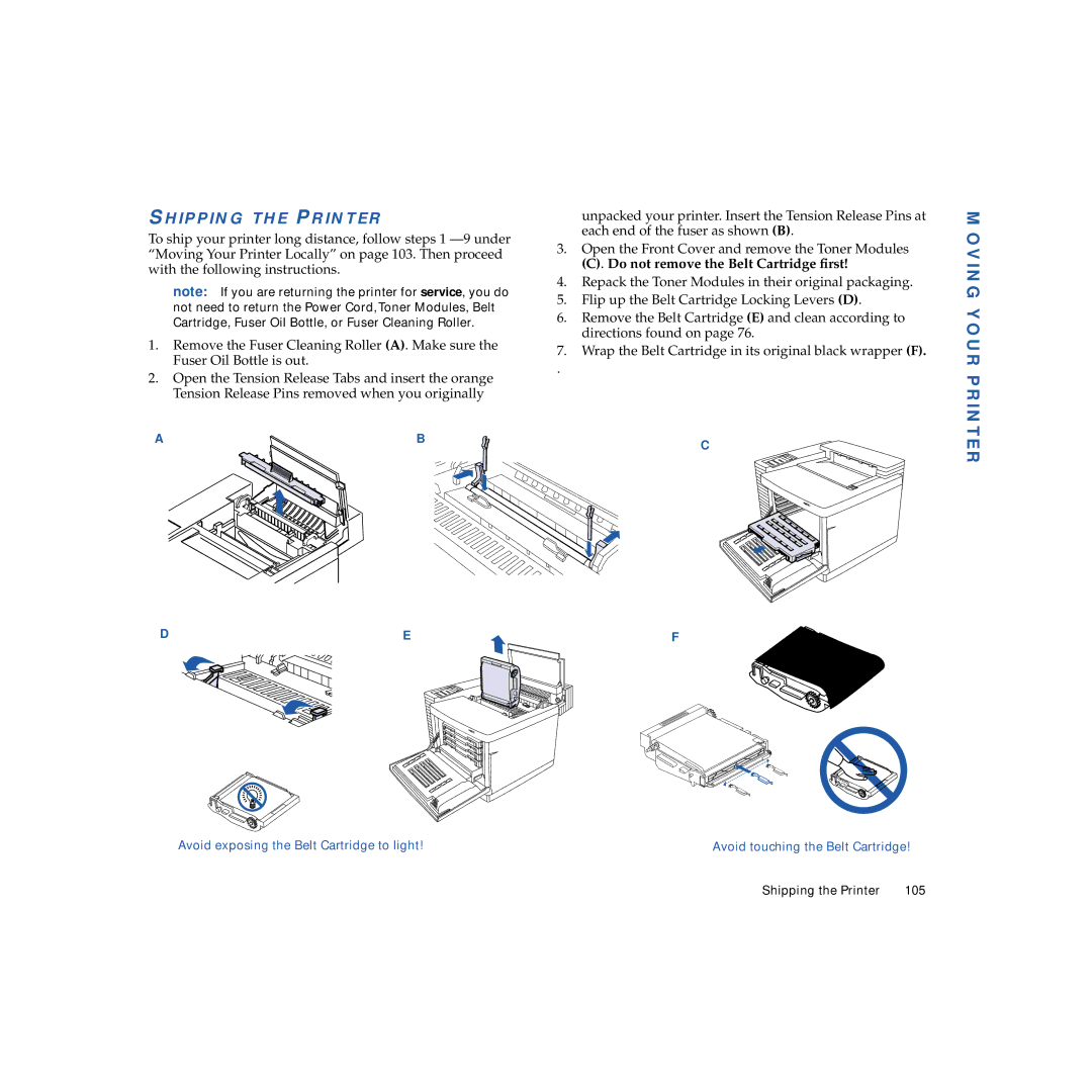 NEC 4600N manual Moving Your Printer, Shipping the Printer 